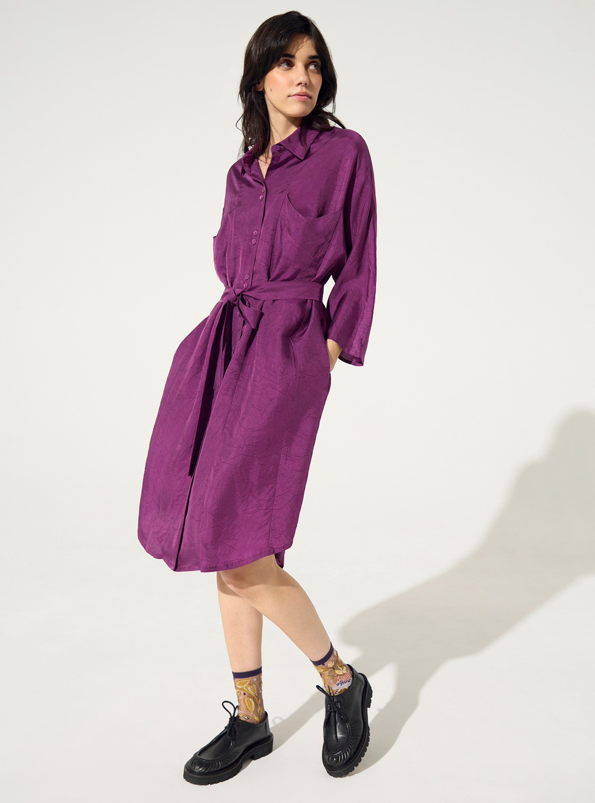 Loose purple cupro dress