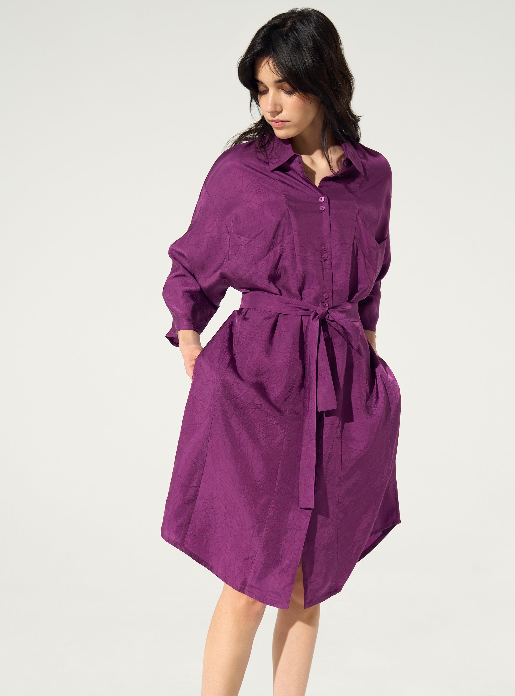 Loose purple cupro dress