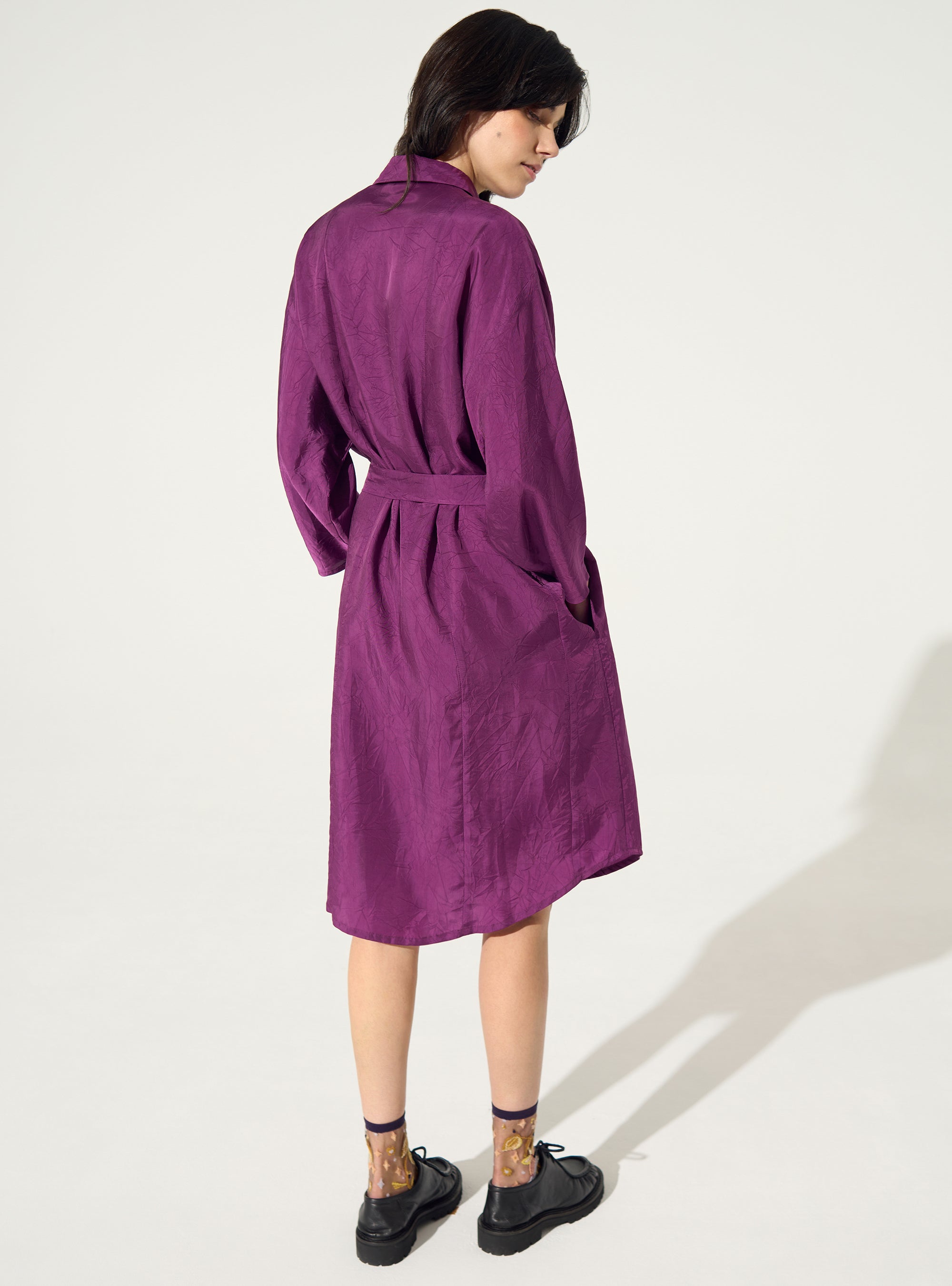 Loose purple cupro dress
