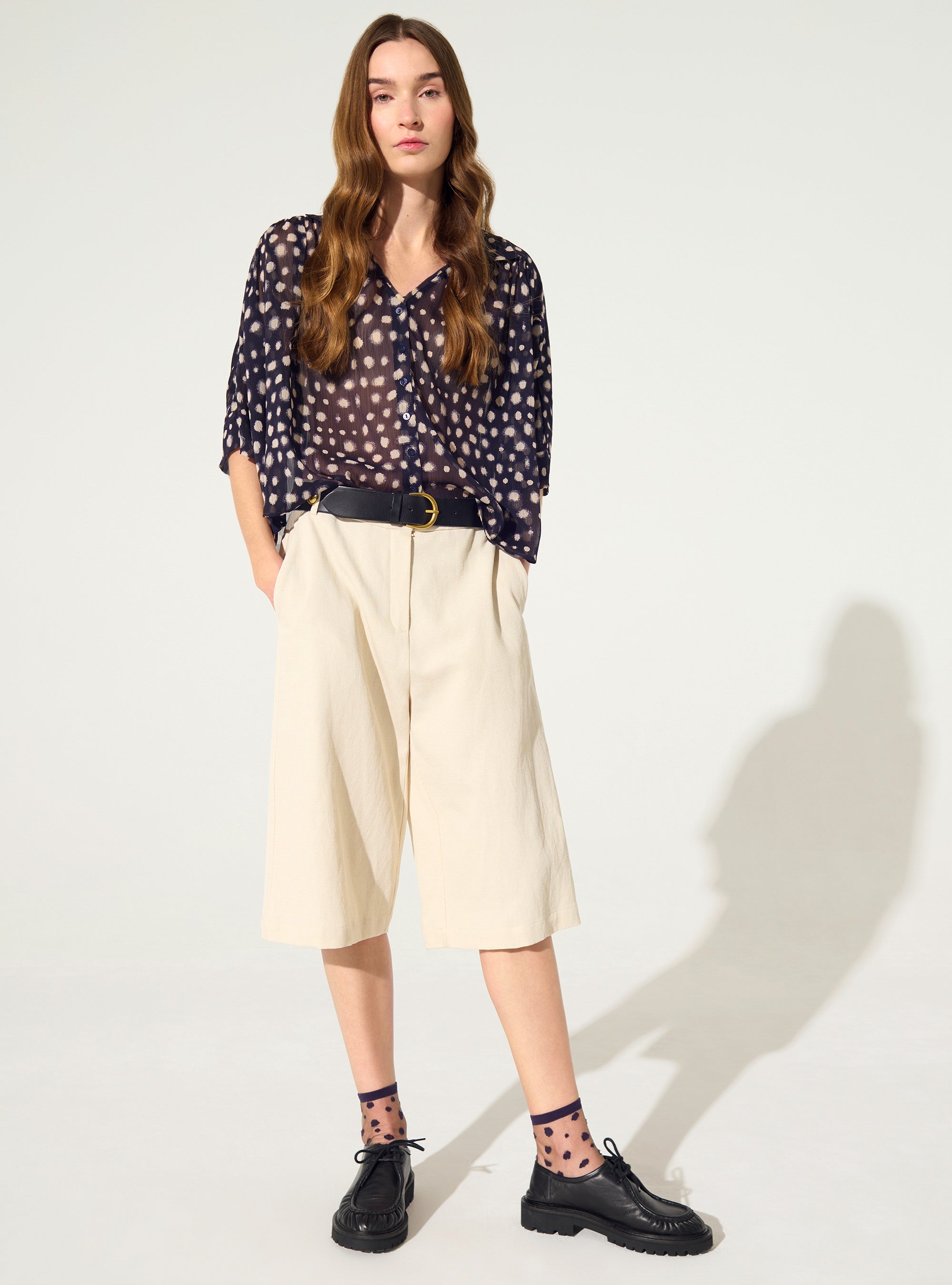 XXL oversized shirt with purple house print