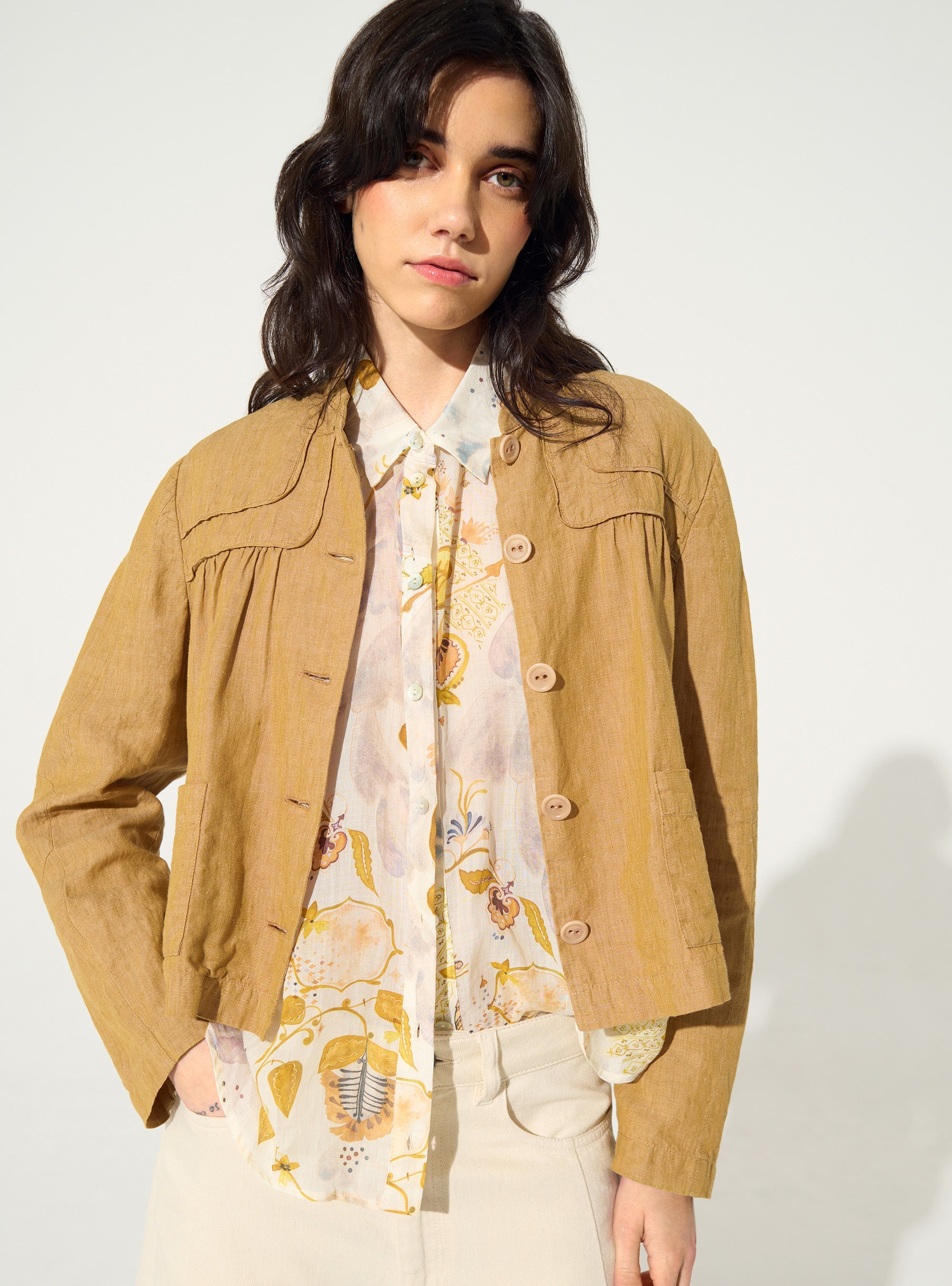 Loose brown linen and cotton jacket