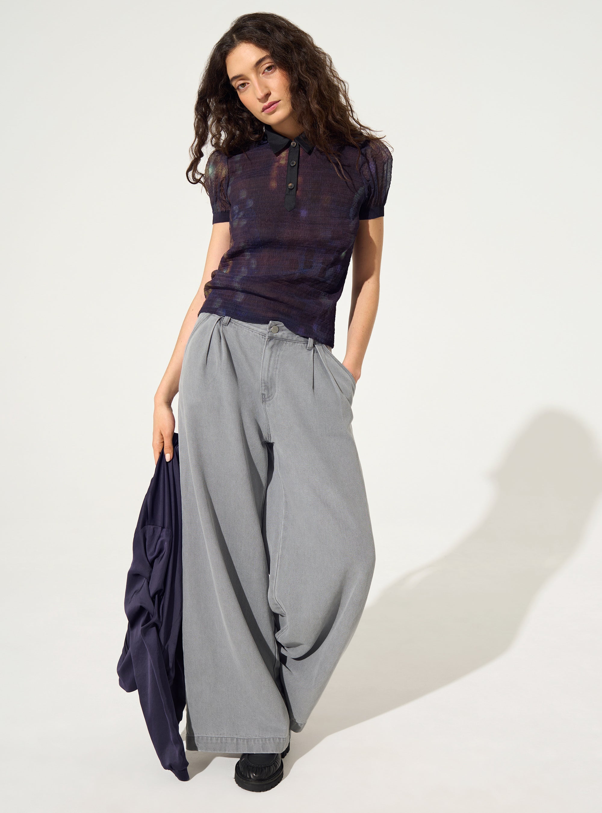 Grey lyocell and cotton jeans