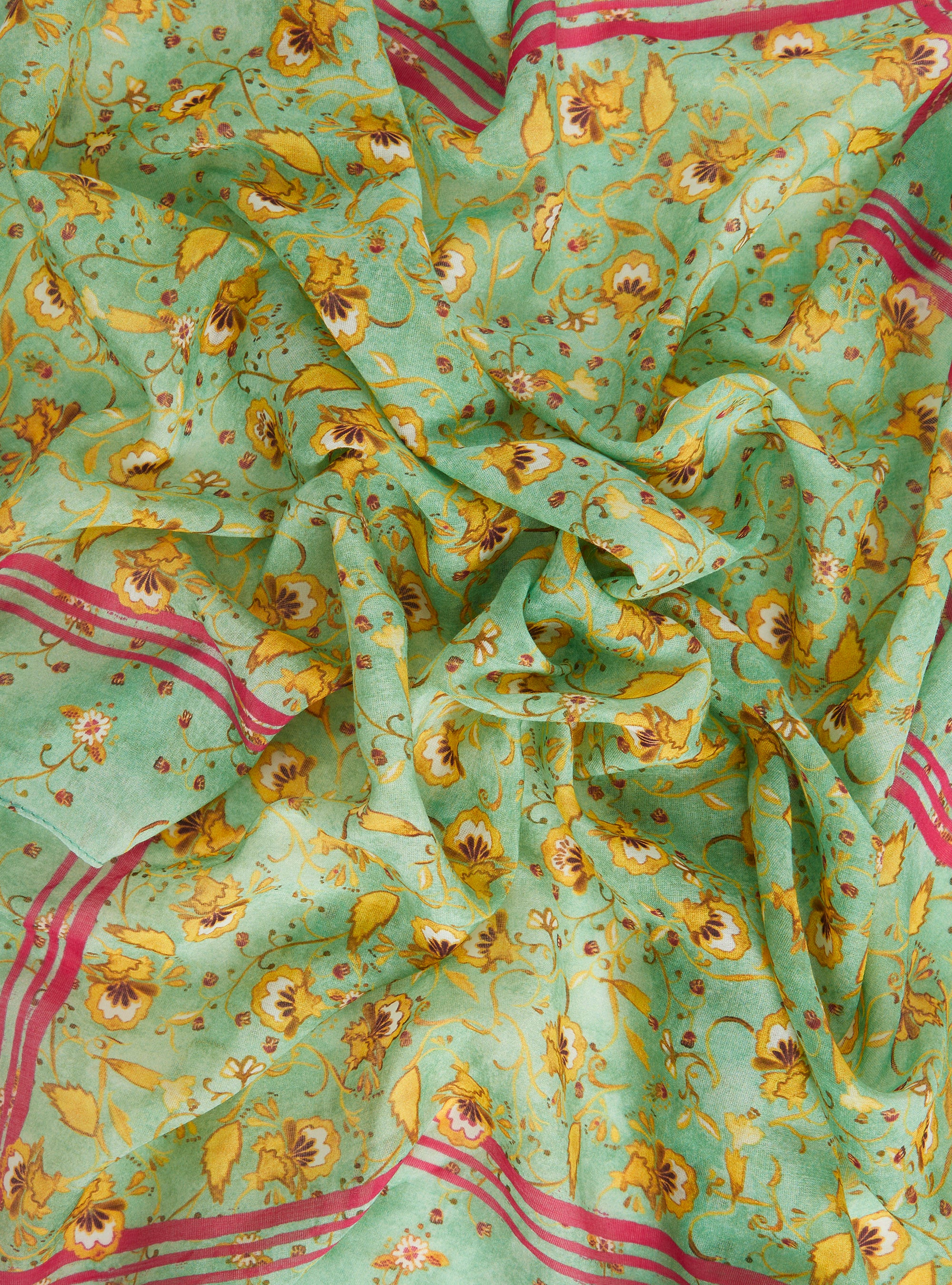 Green cotton and silk bandana-style scarf