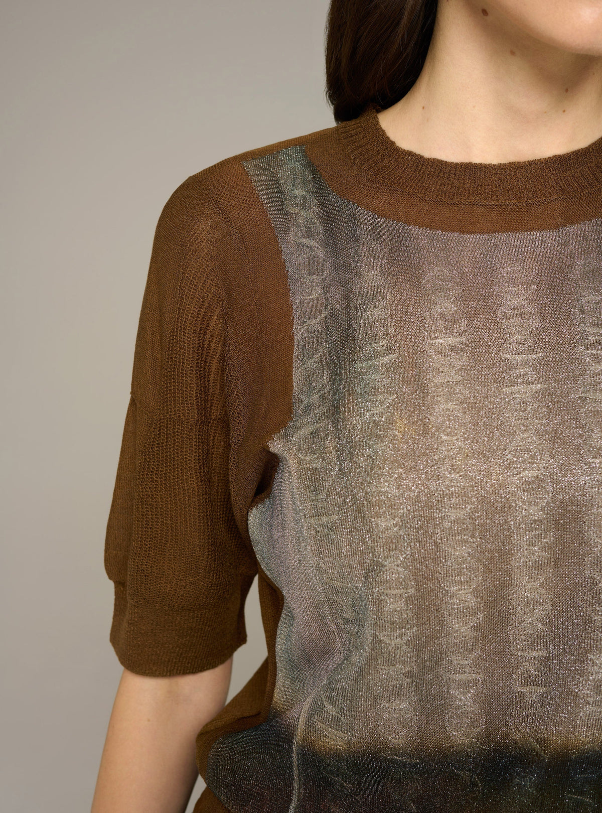 Cotélac Printed short-sleeve crewneck sweater