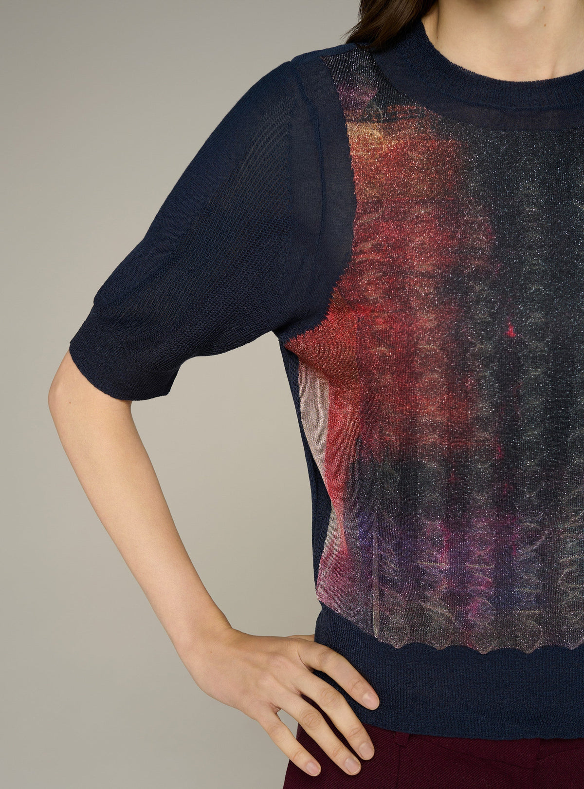 Cotélac Printed short-sleeve sweater