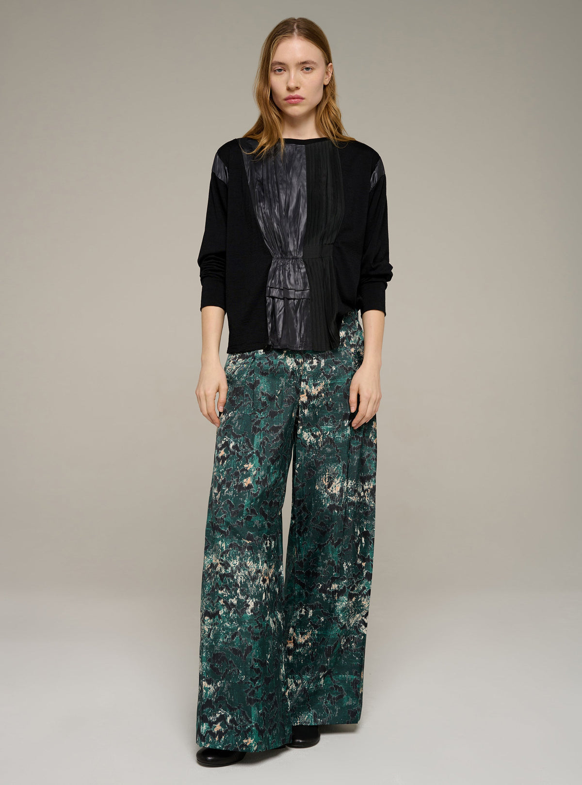 Cotélac Pleated long-sleeve tee