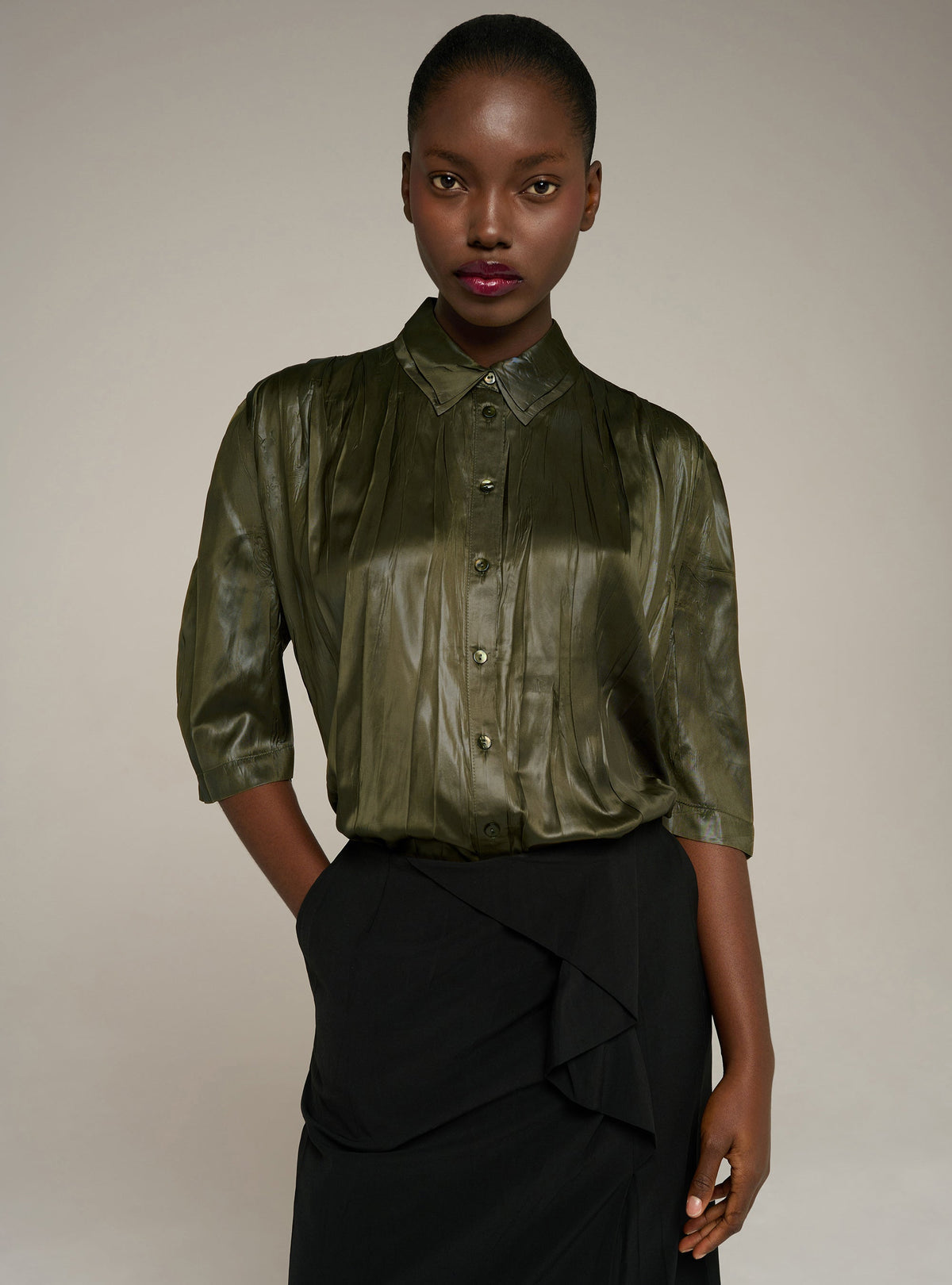 Cotélac Oversized short pleated shirt