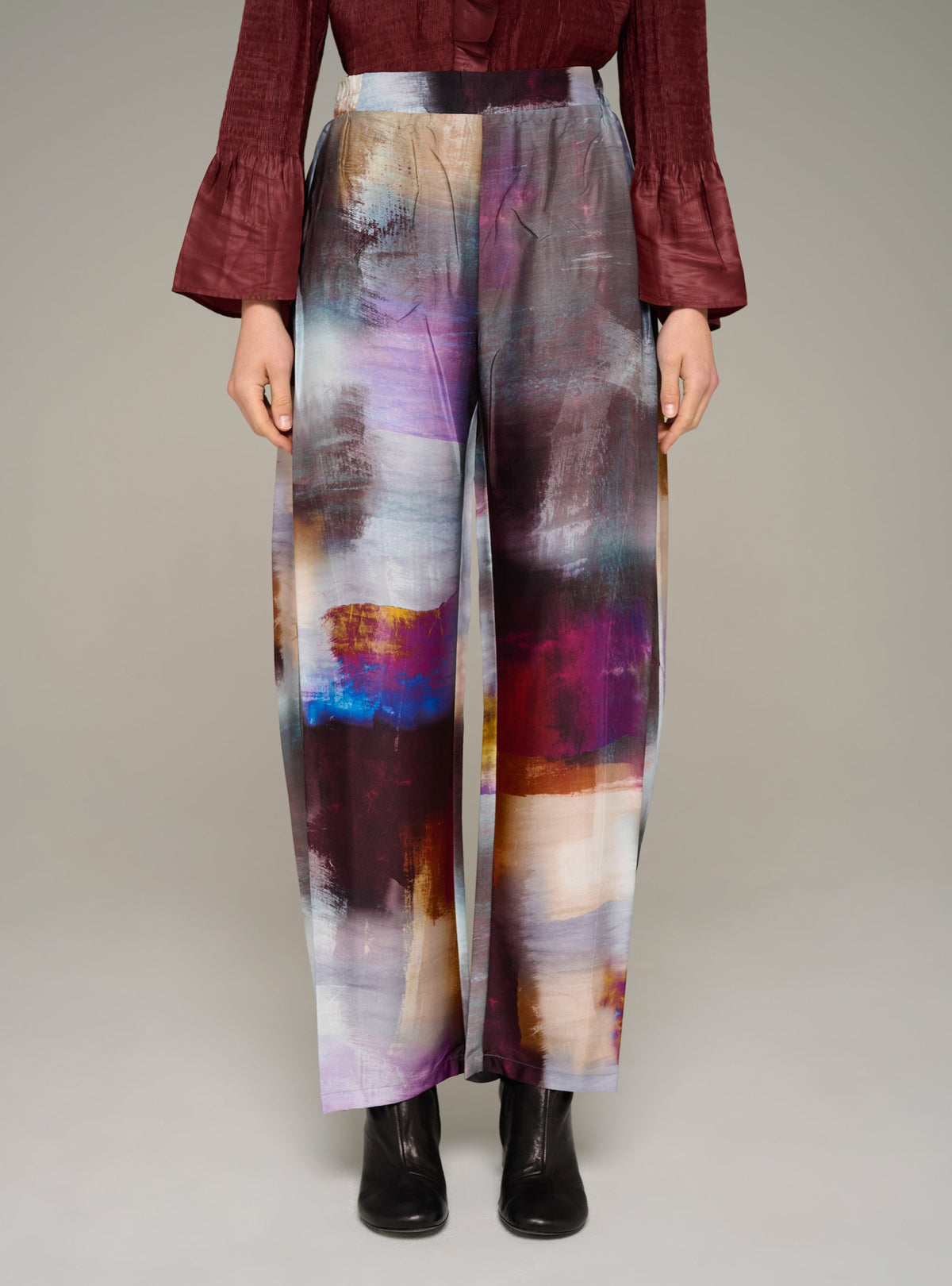 Cotélac Printed barrel-leg pants
