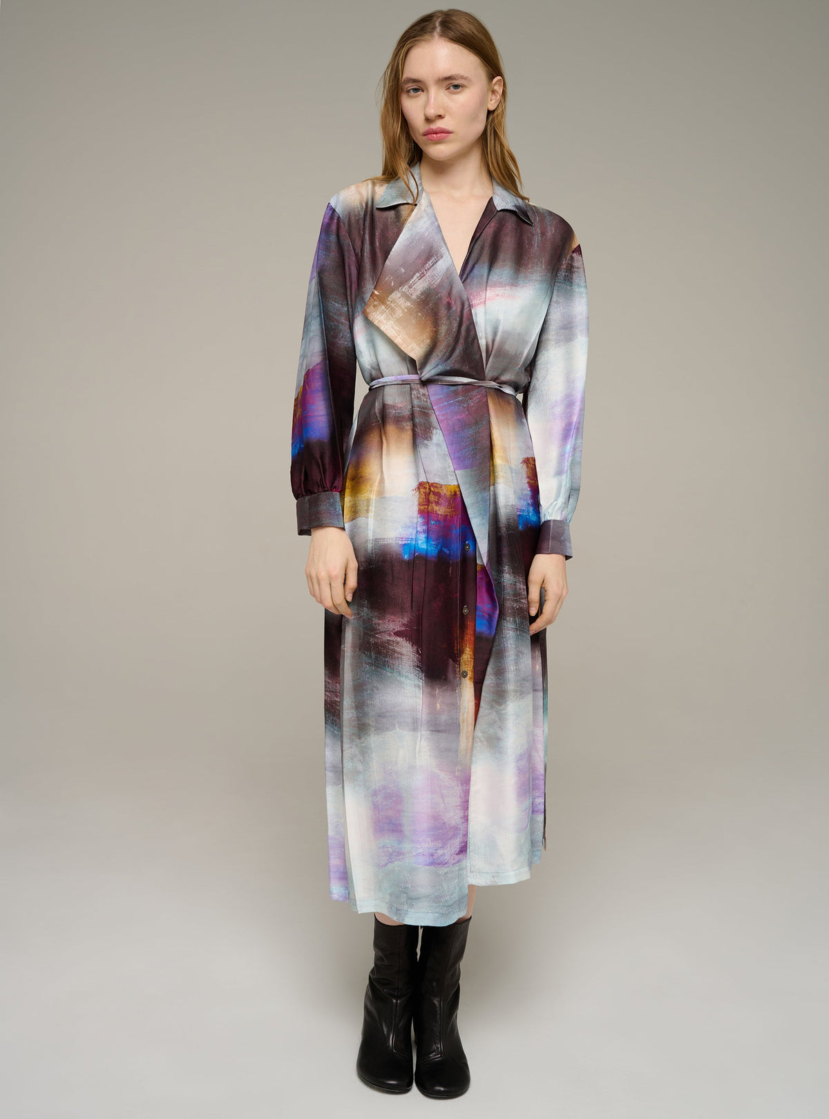 Cotélac Printed long-sleeve shirt dress