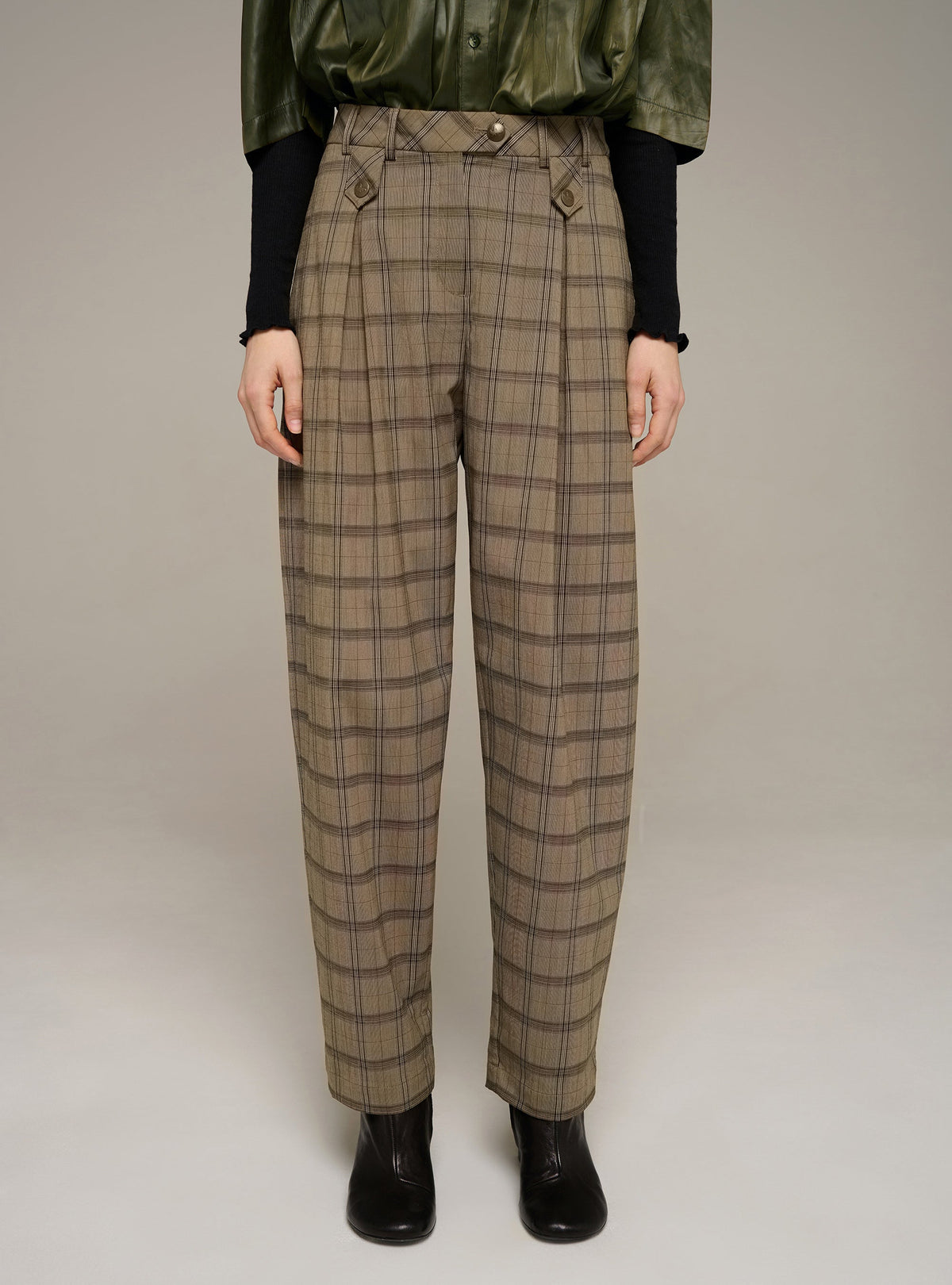 Cotélac Plaid carrot-fit pants