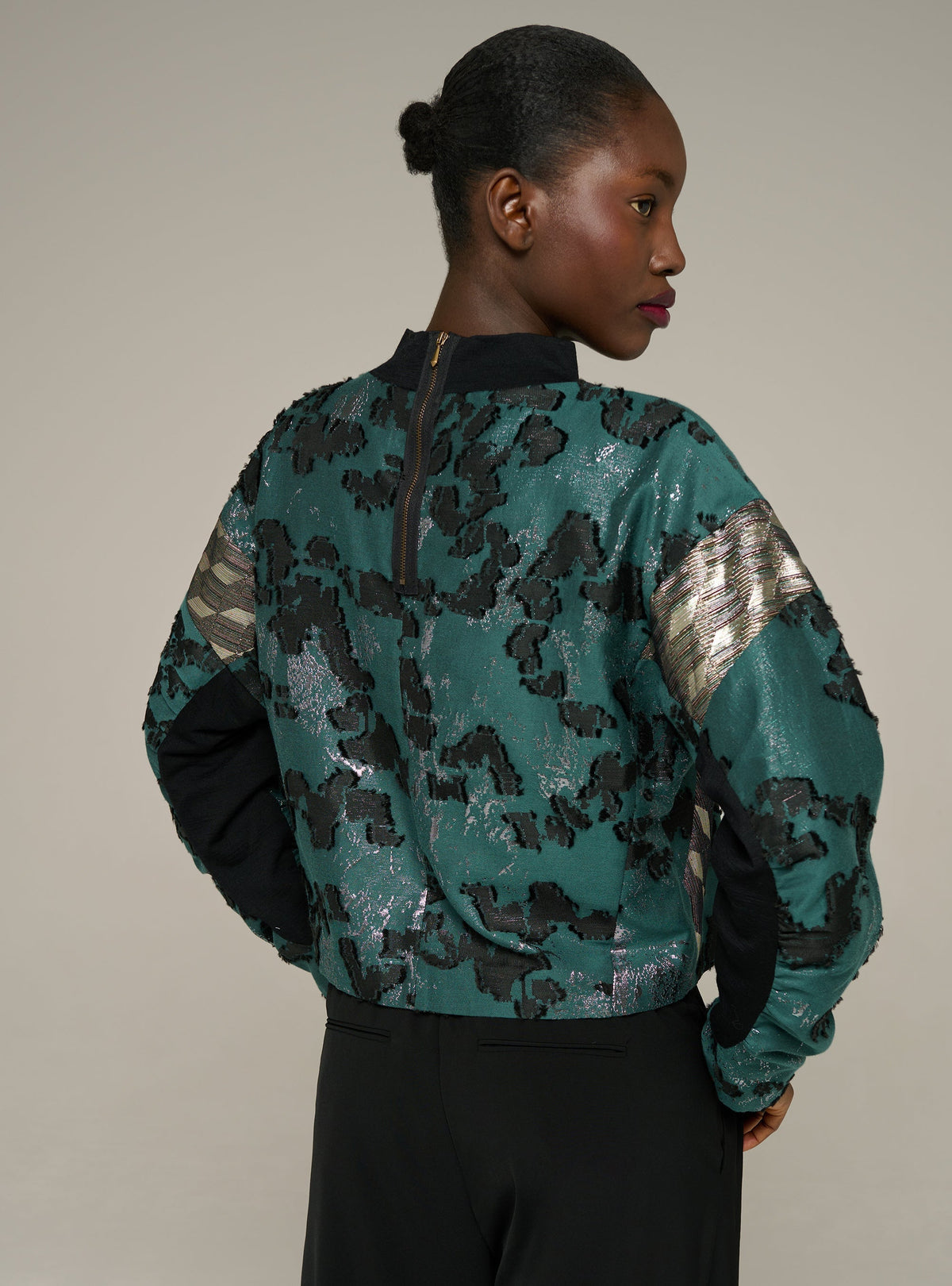 Cotélac Oversized long-sleeve mock-neck blouse