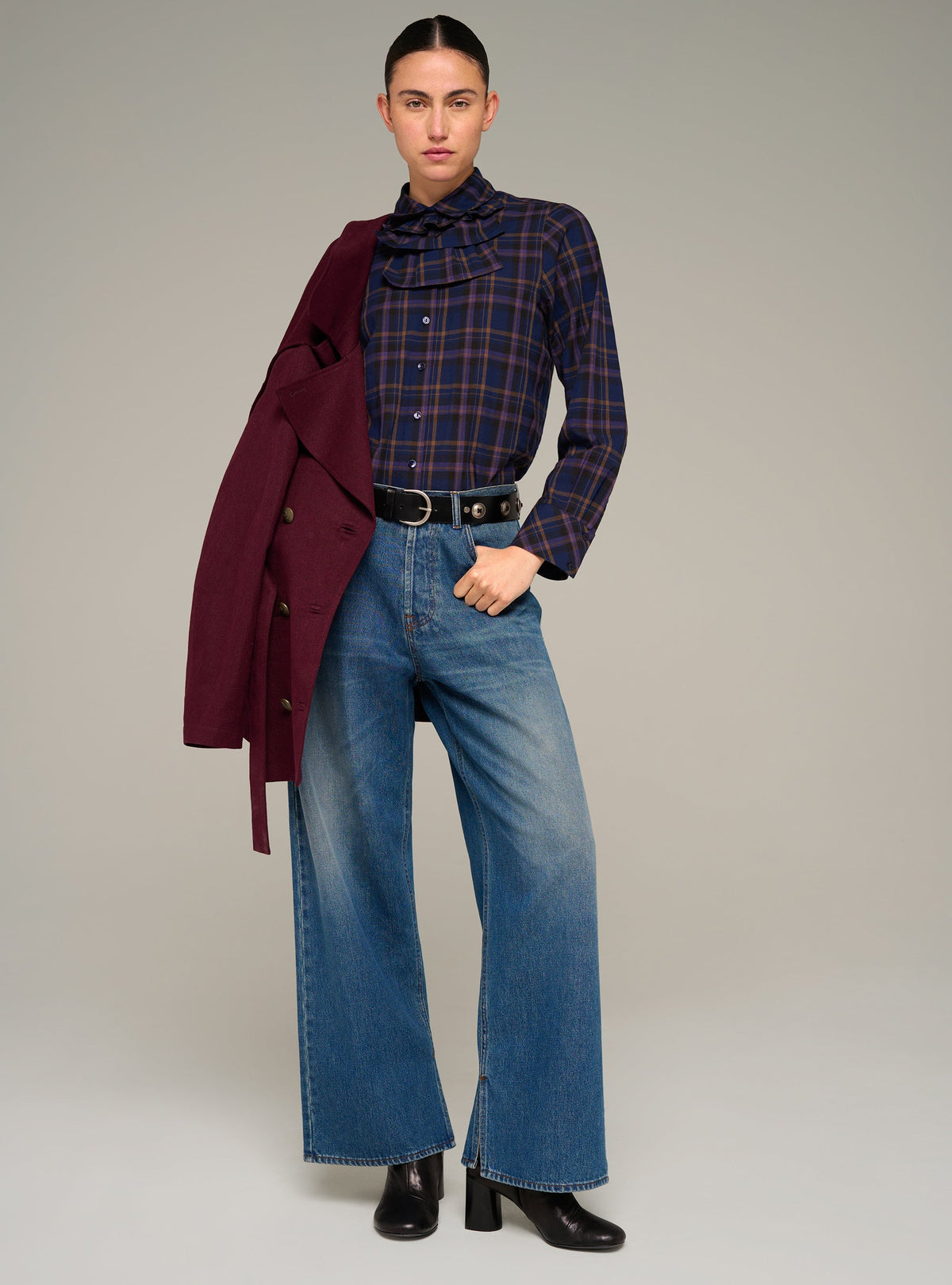 Cotélac Wide-leg jeans with ankle slits