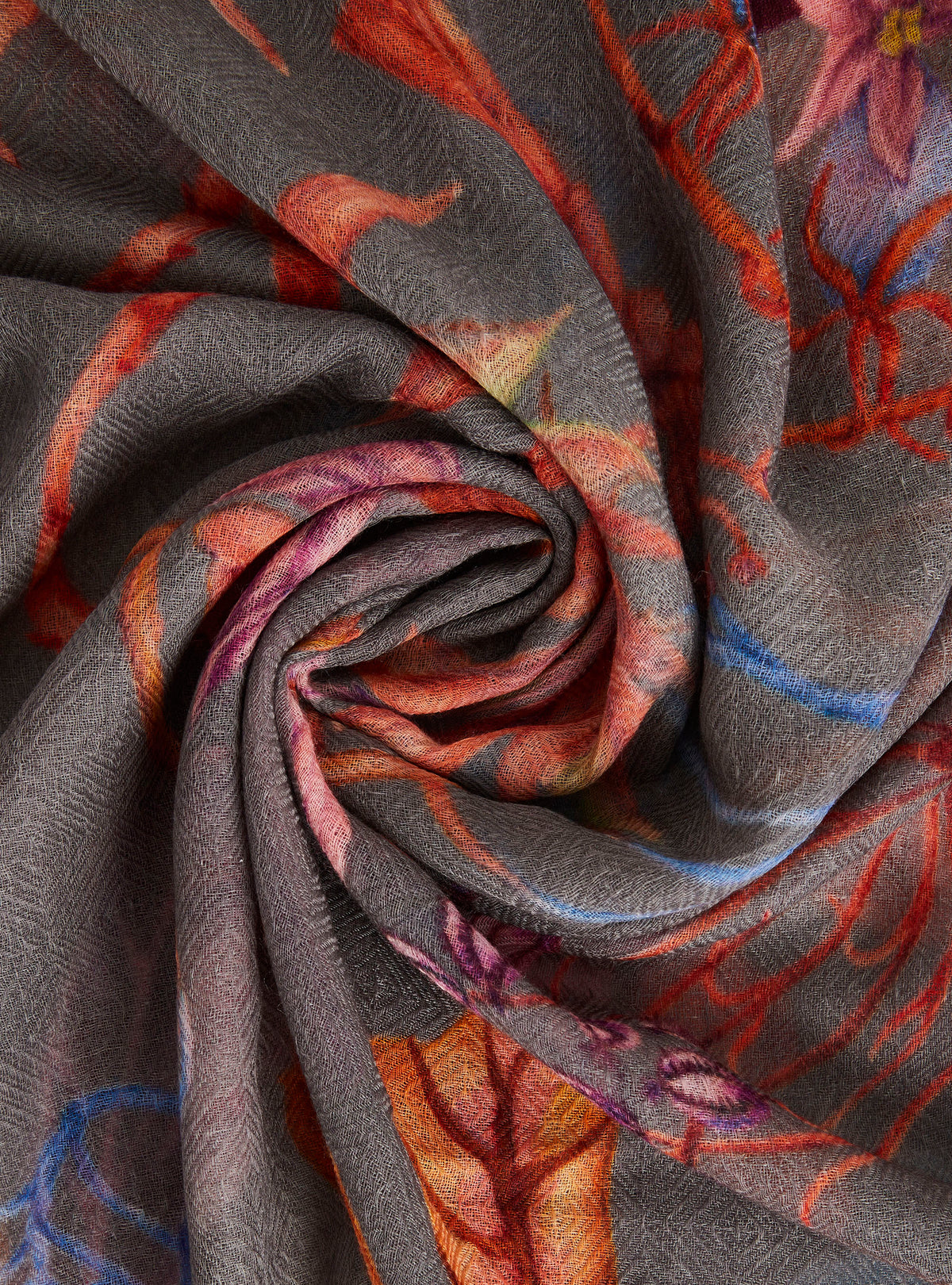 Large printed wool scarf