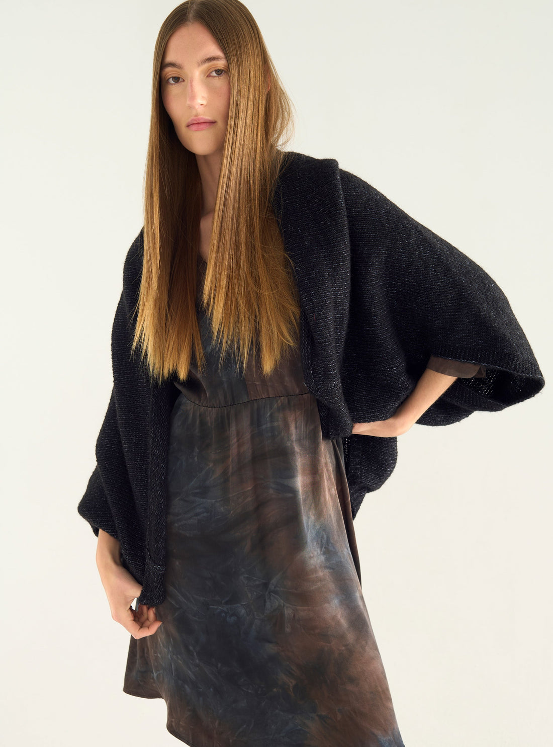 Sleeveless wool and cotton cardigan