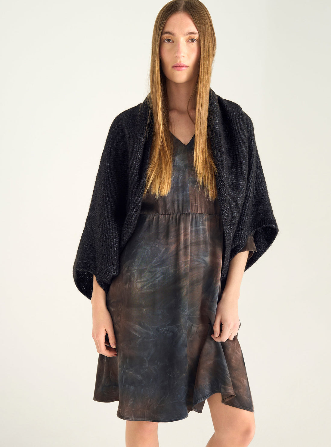 Sleeveless wool and cotton cardigan