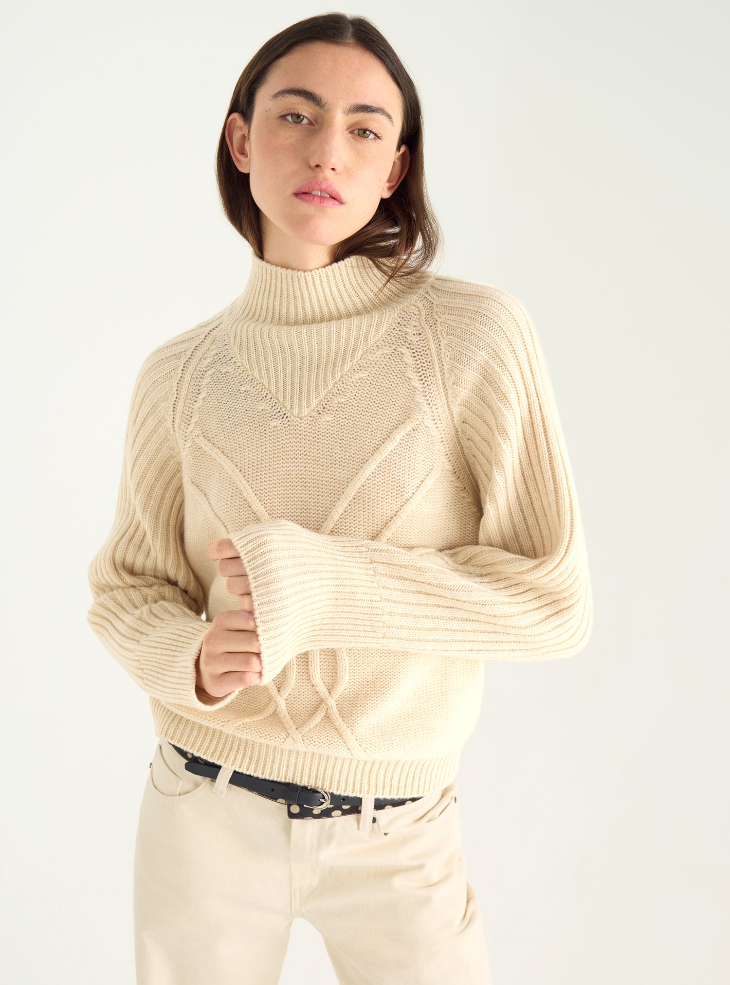 Italian wool cable-knit sweater