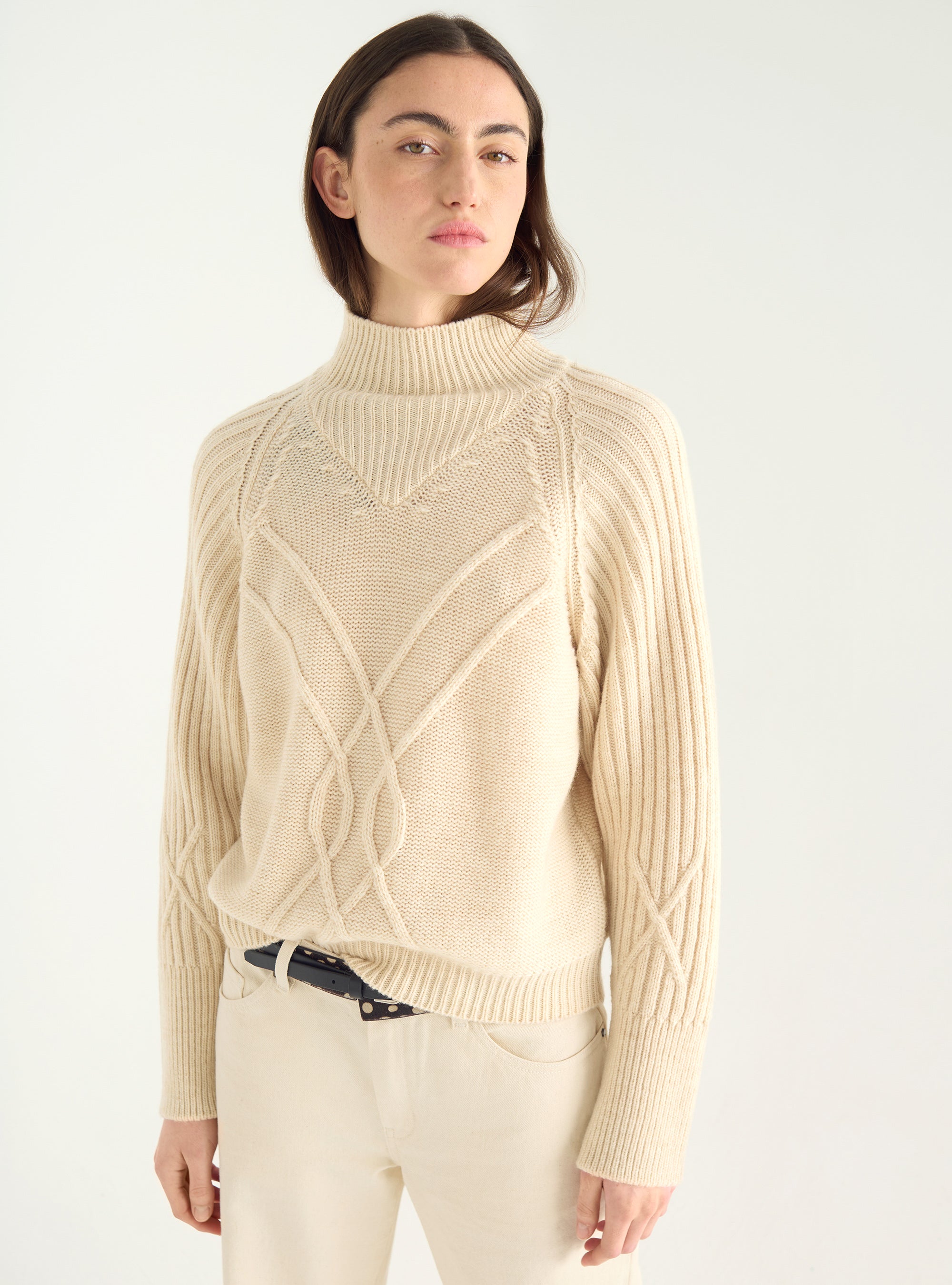 Italian wool cable-knit sweater