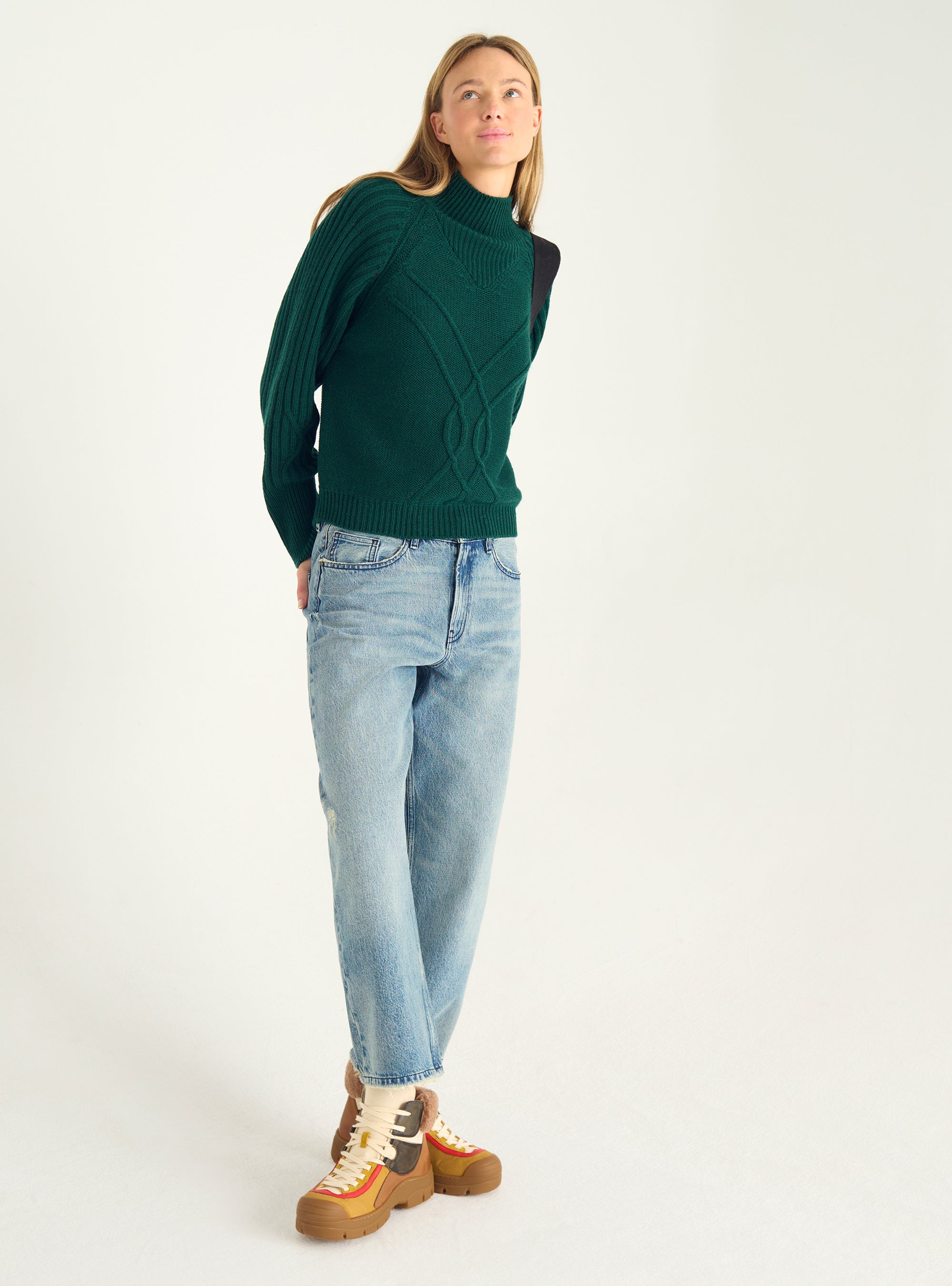 Italian wool cable-knit sweater