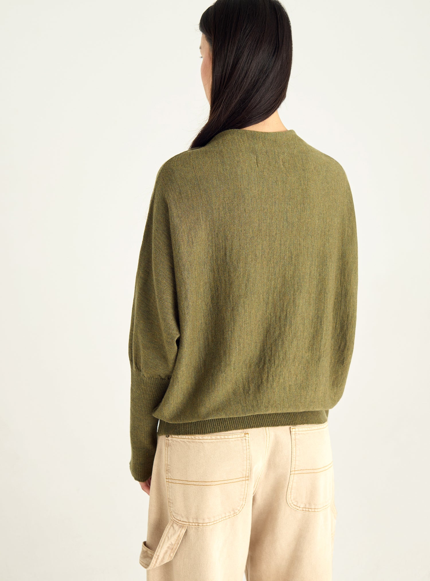 Oversized sweater with draped collar