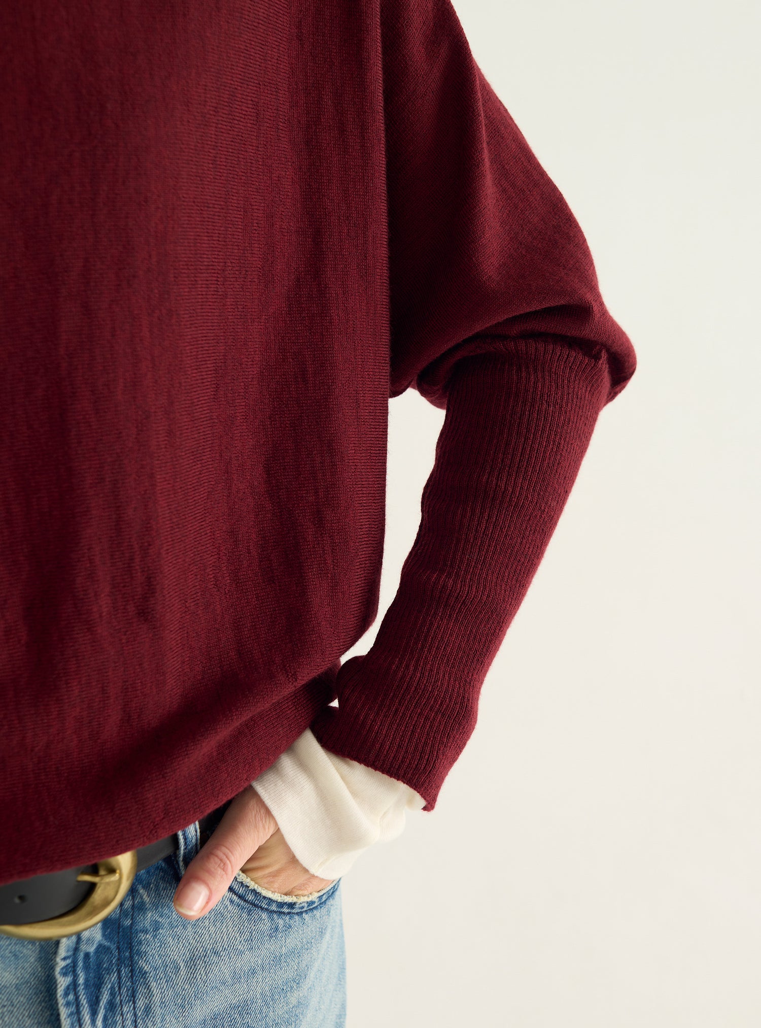 Oversized sweater with draped collar