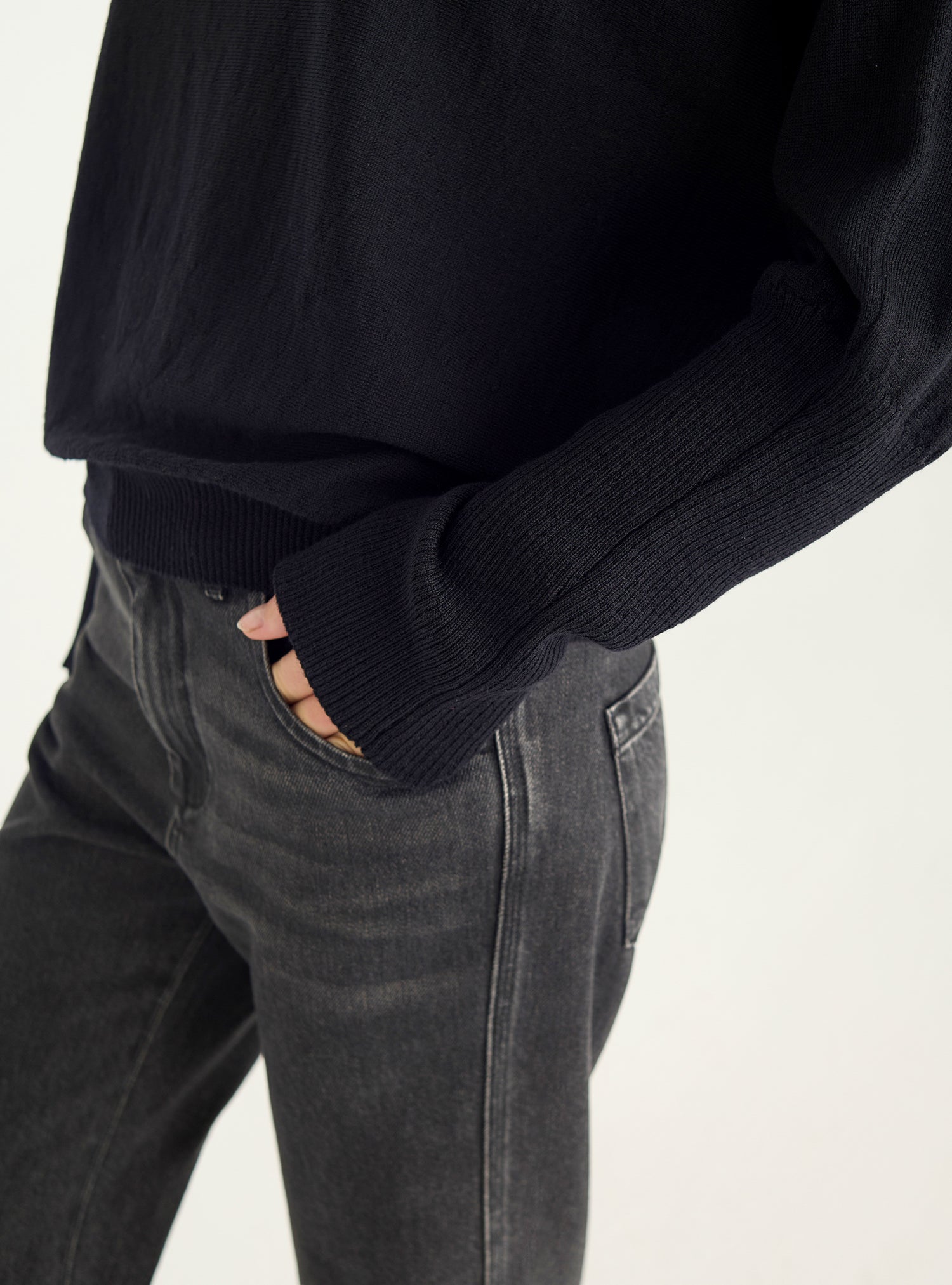 Oversized sweater with draped collar