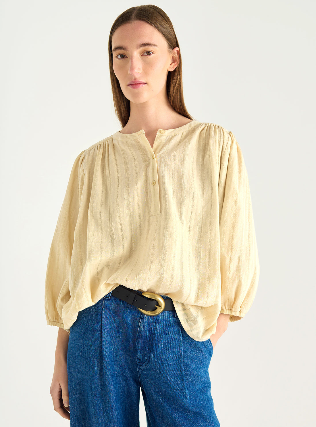 Oversized openwork cotton blouse