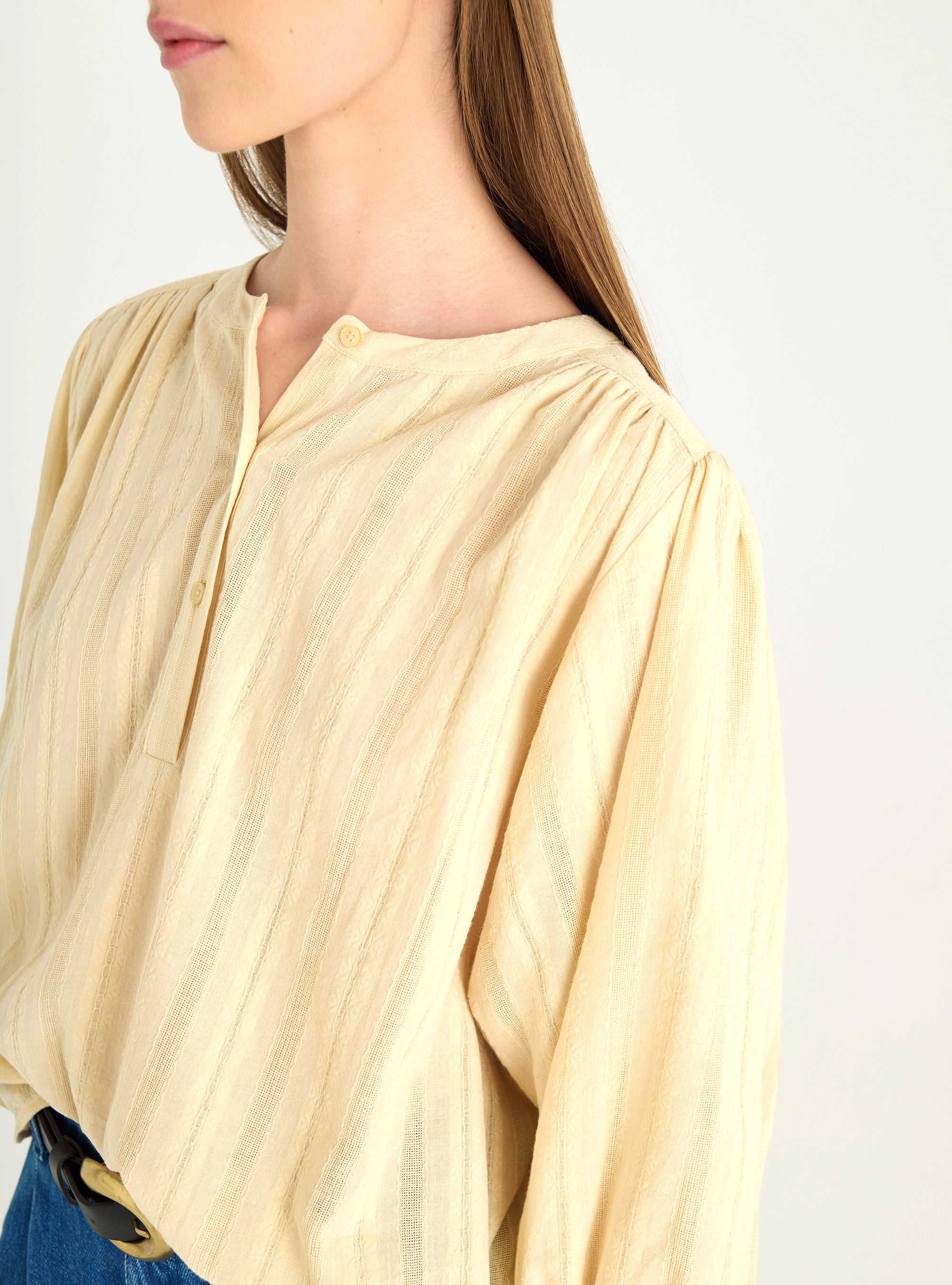 Oversized openwork cotton blouse