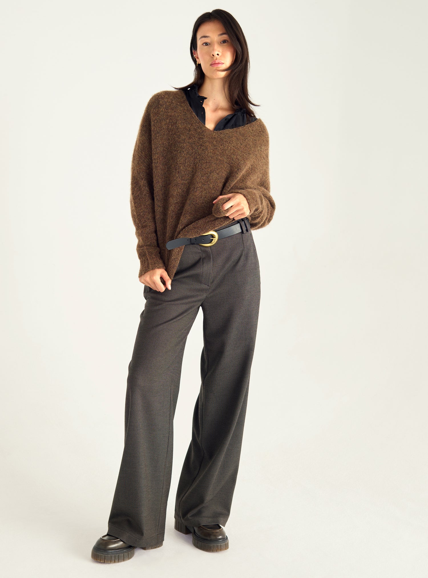 High-waisted wide-leg pants
