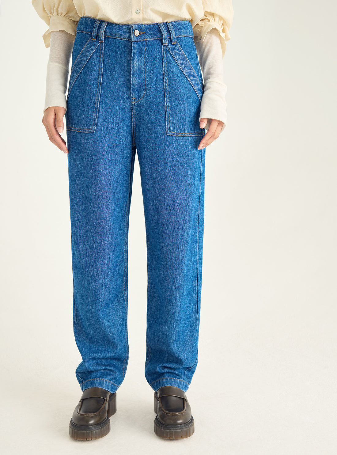 Mum fit jeans in fluid denim