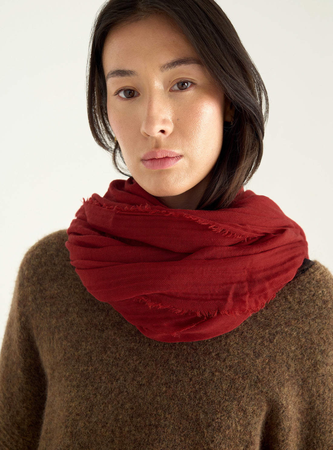 Square scarf in lyocell and wool