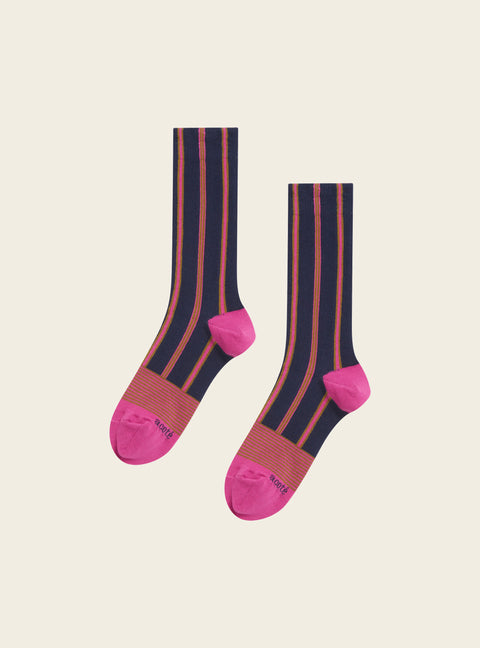 Multicoloured striped knee high socks