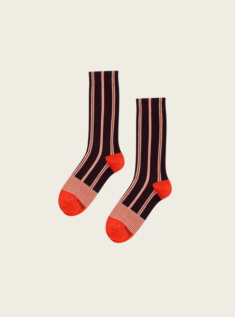 Multicoloured striped knee high socks