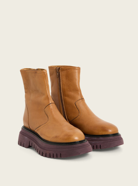 Tan leather ankle boots