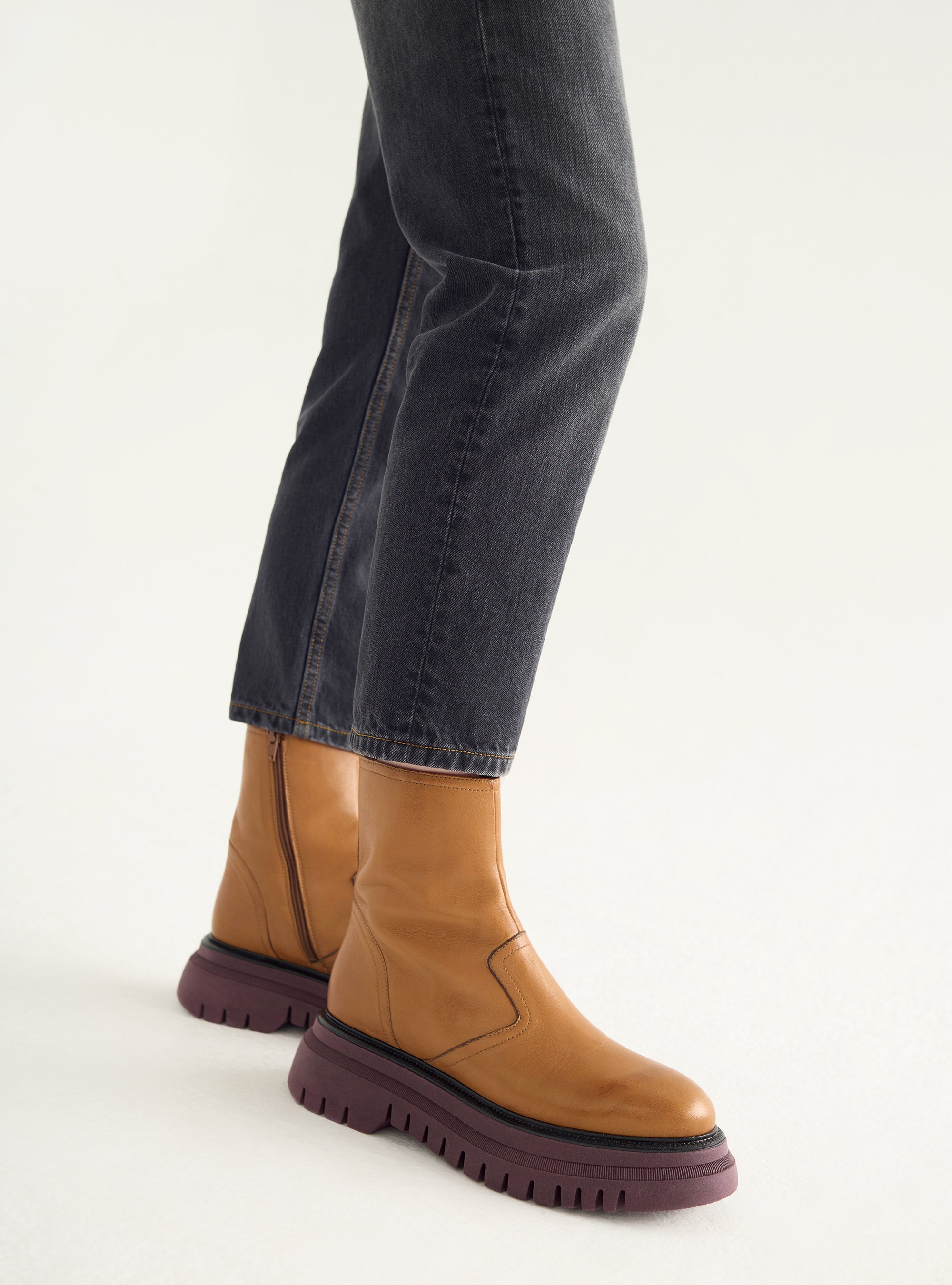 Tan leather ankle boots