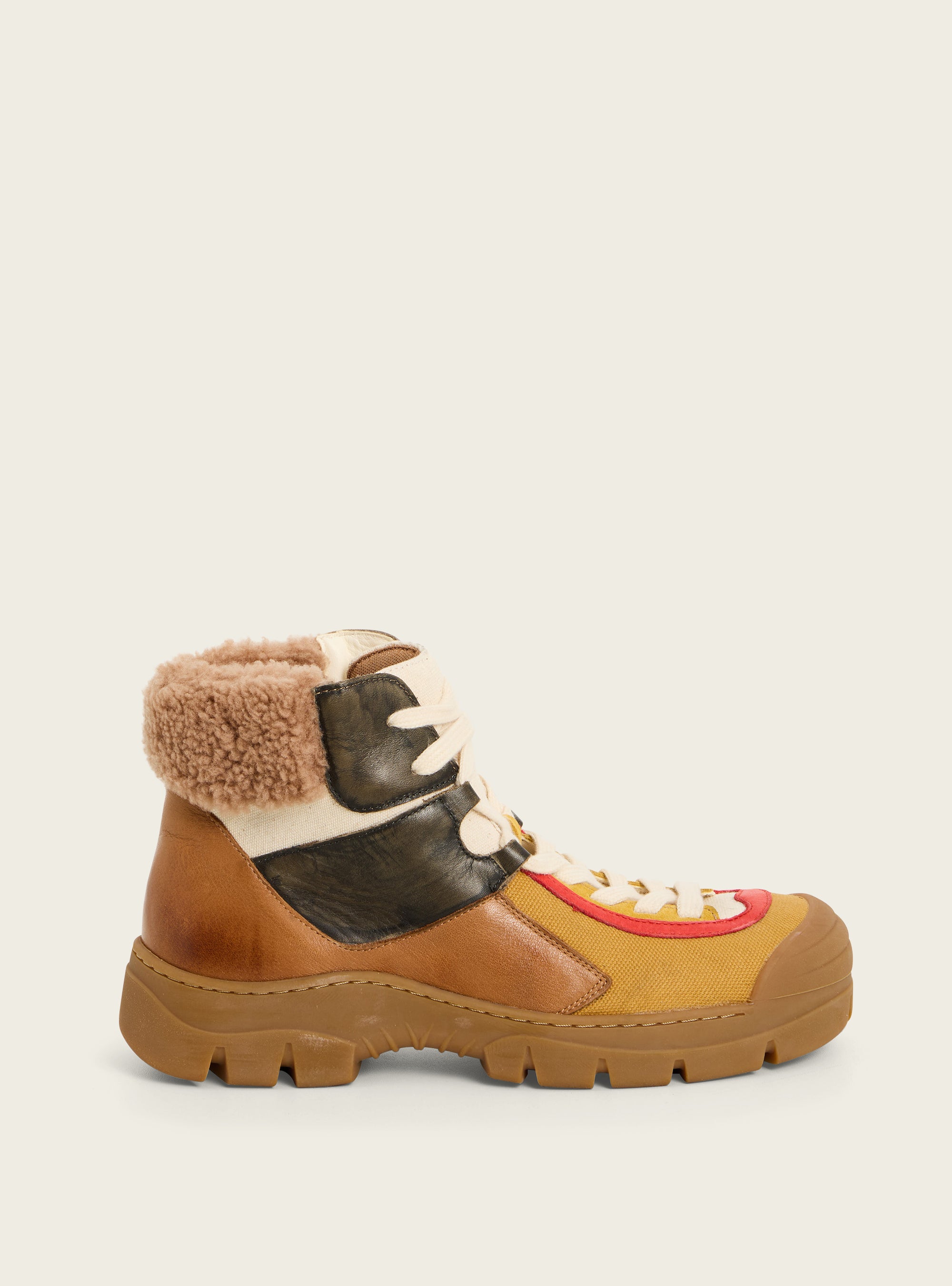 Leather and canvas ankle boots