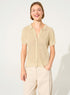 Polo shirt in cotton and ecru linen