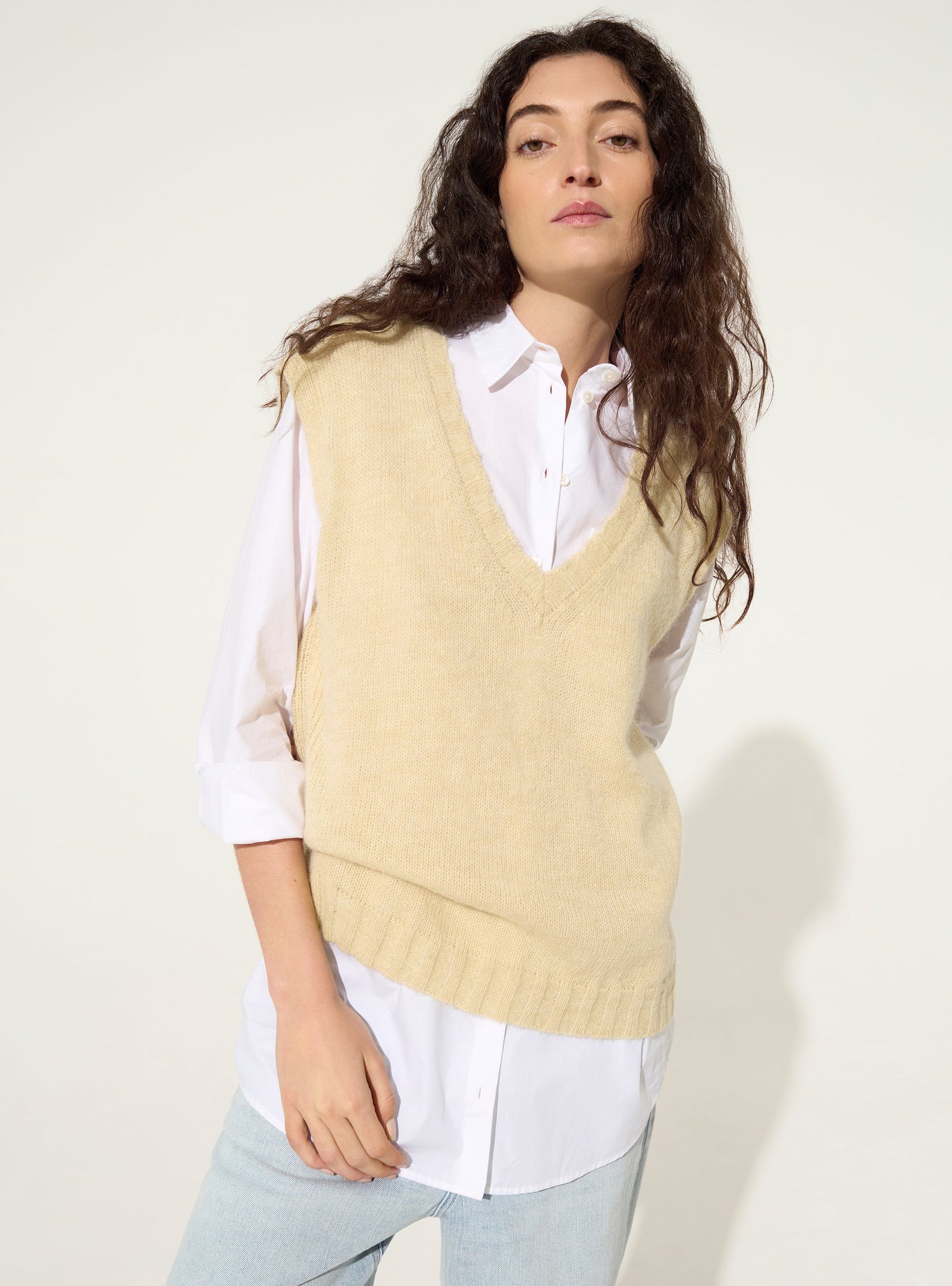Ecru sleeveless sweater