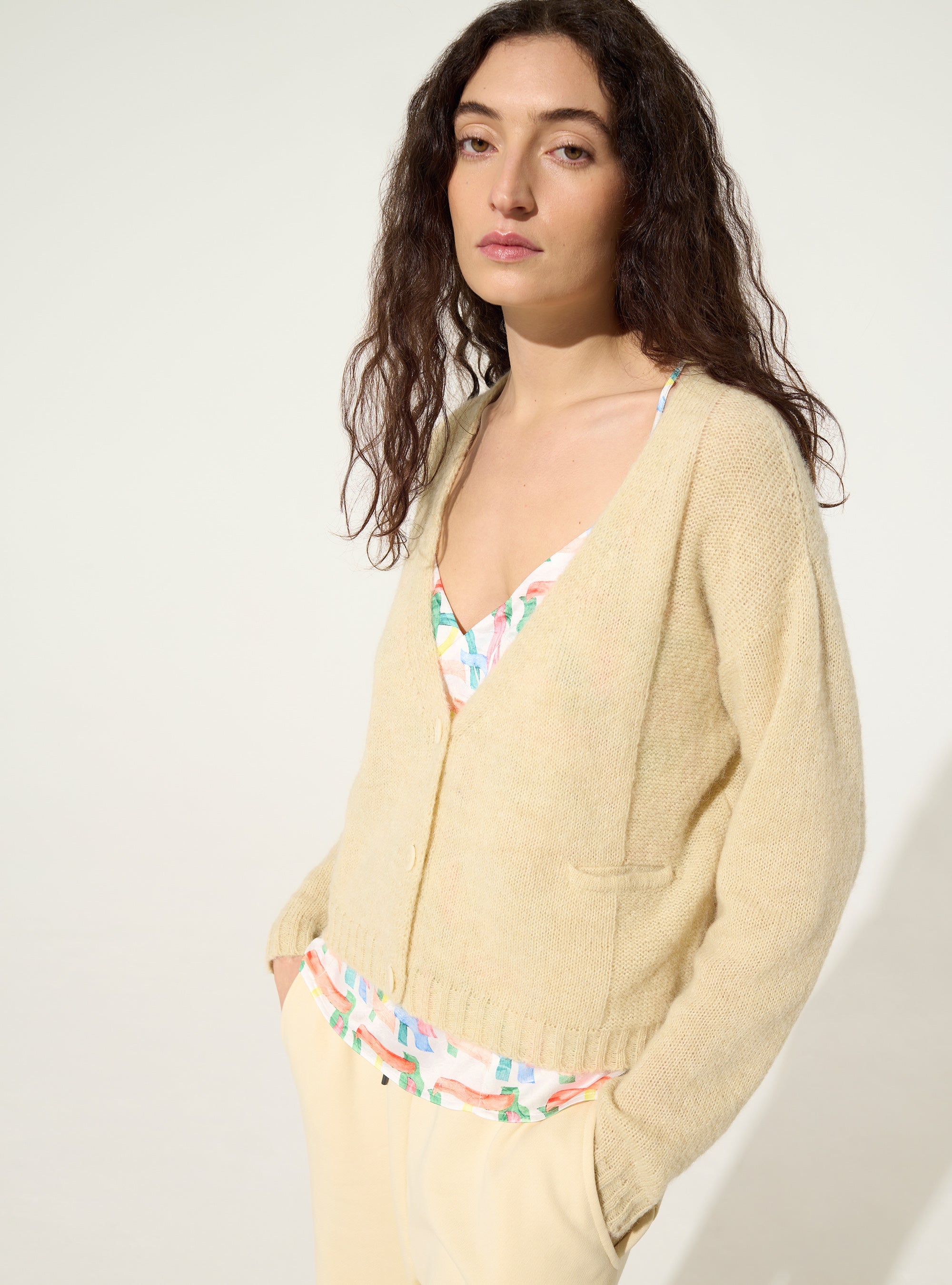 Ecru wool-alpaca cardigan