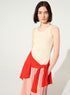 Fitted pleated white cotton tank top