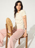 White cotton pleated fitted T-shirt