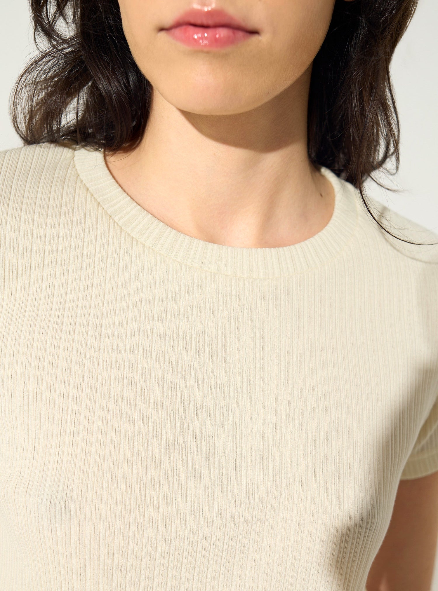 White cotton pleated fitted T-shirt