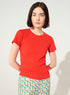 Fitted pleated cotton t-shirt red