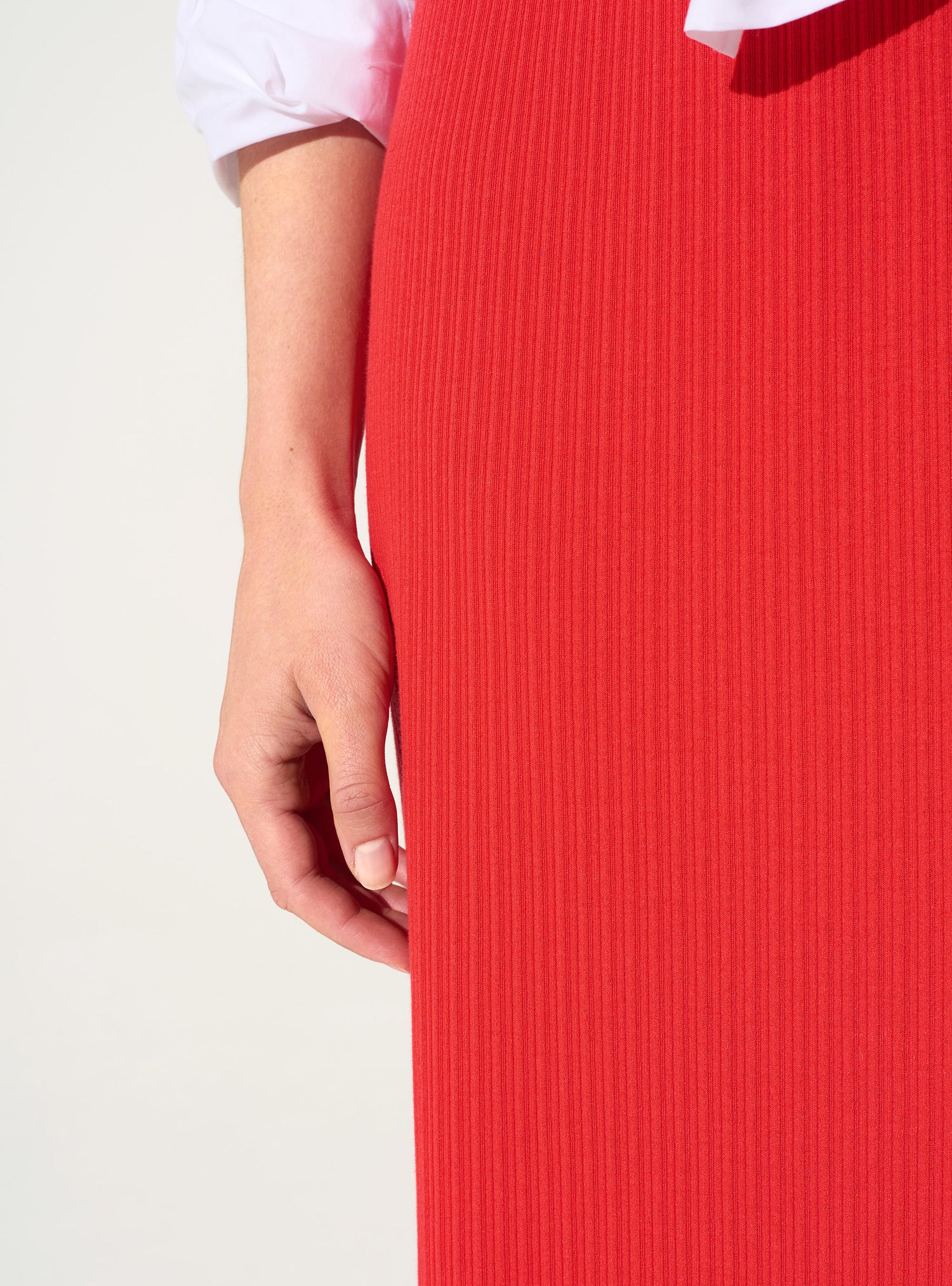 Red cotton pleated skirt