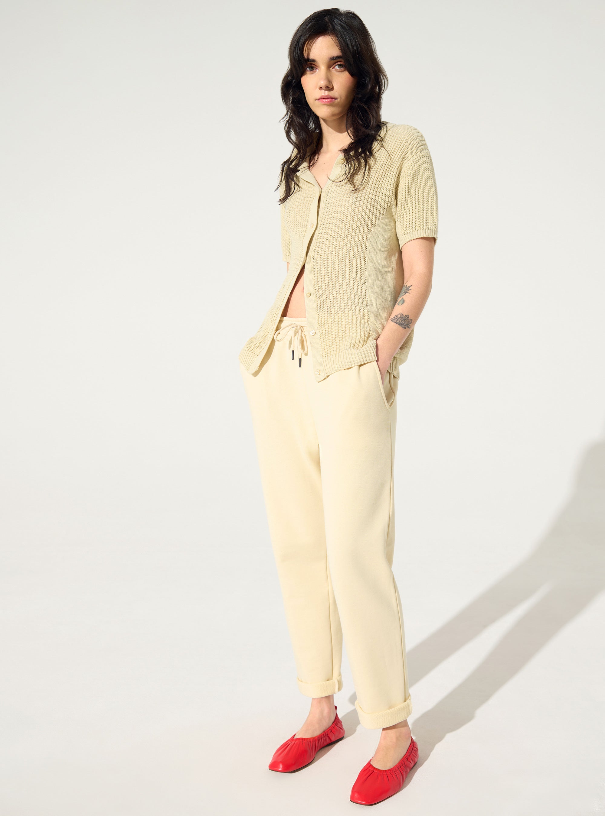 Ecru organic cotton trousers