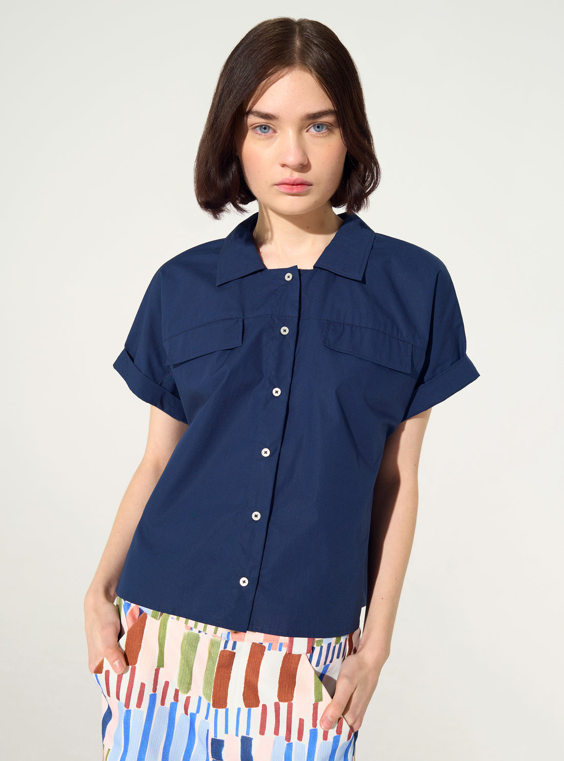 Oversized shirt in blue organic cotton