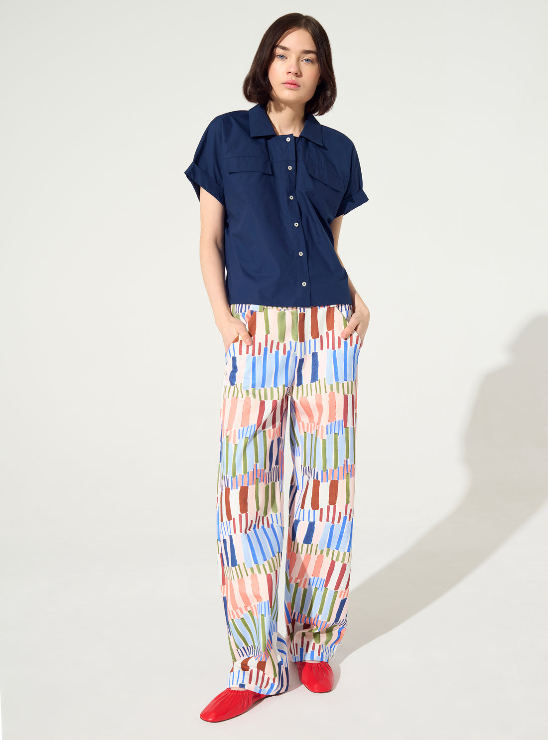 Oversized shirt in blue organic cotton