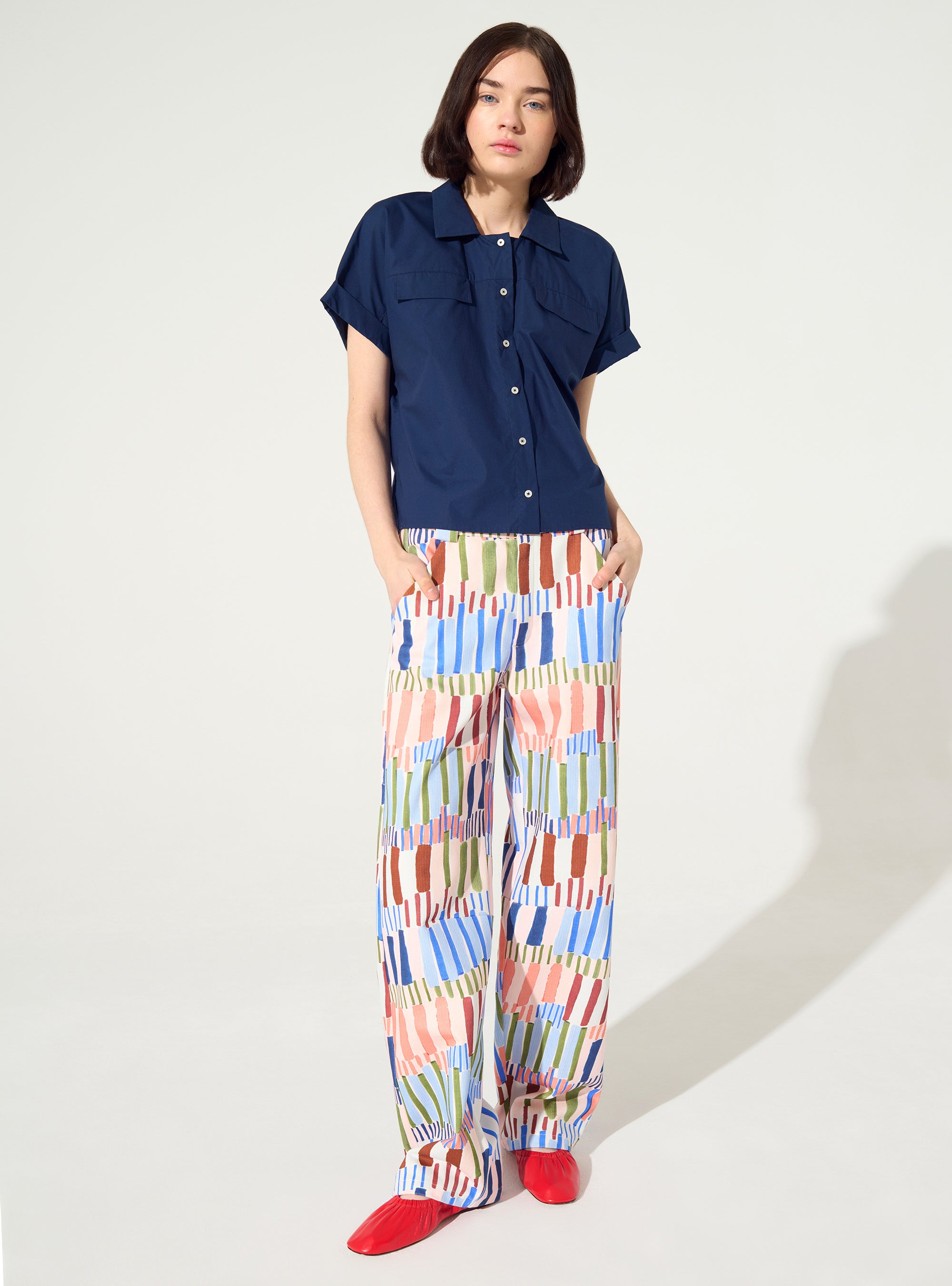 Oversized shirt in blue organic cotton
