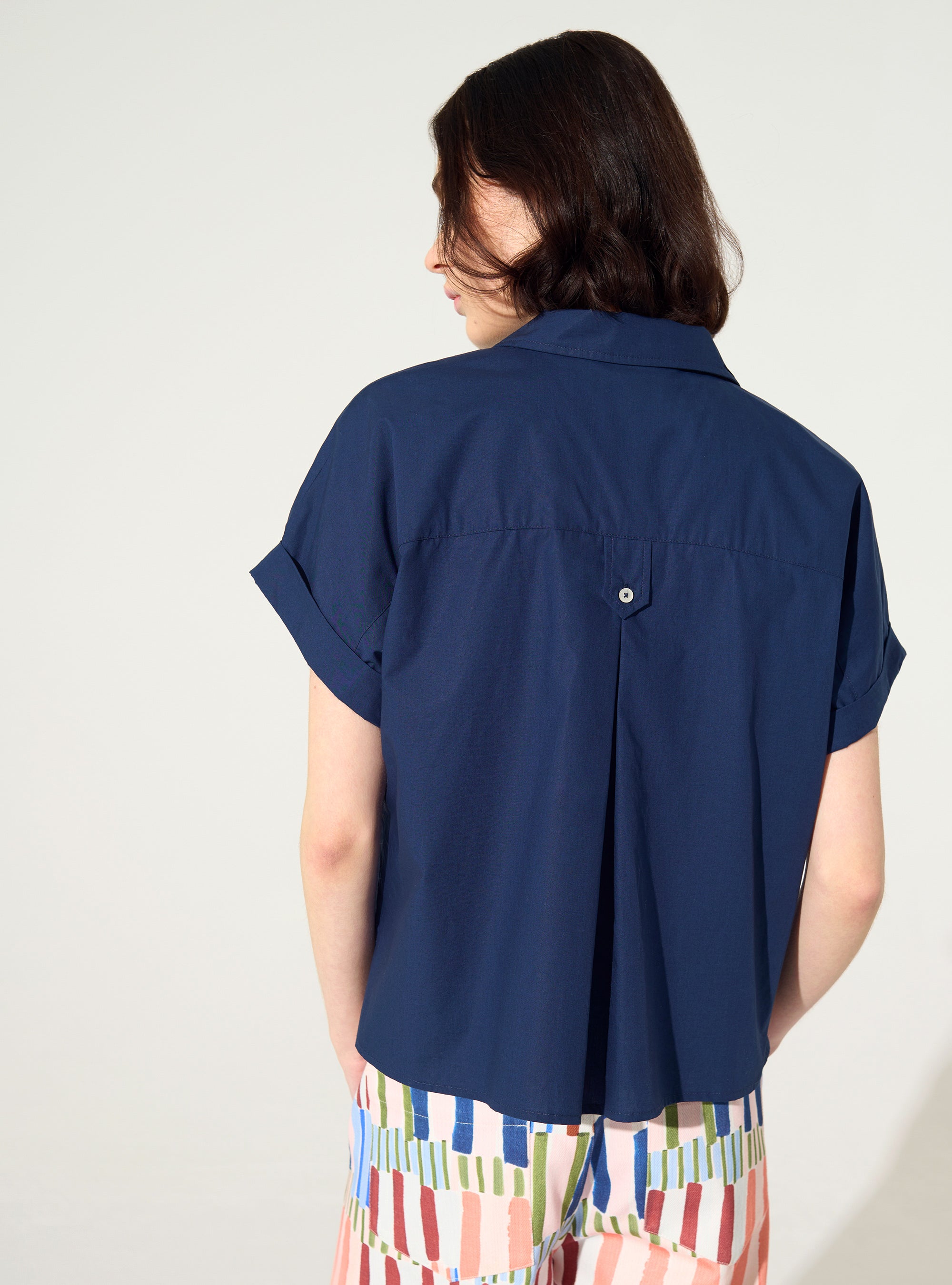 Oversized shirt in blue organic cotton