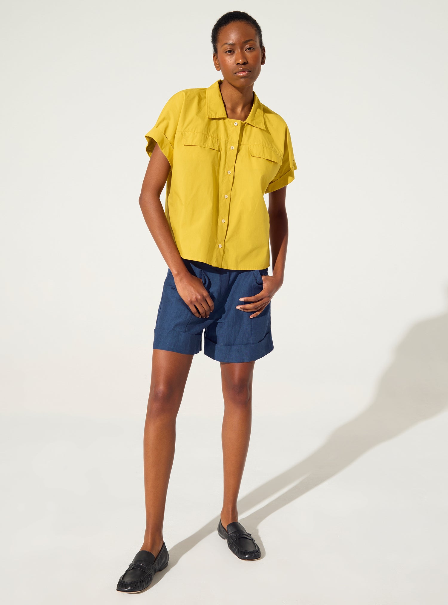 Yellow organic cotton oversized shirt