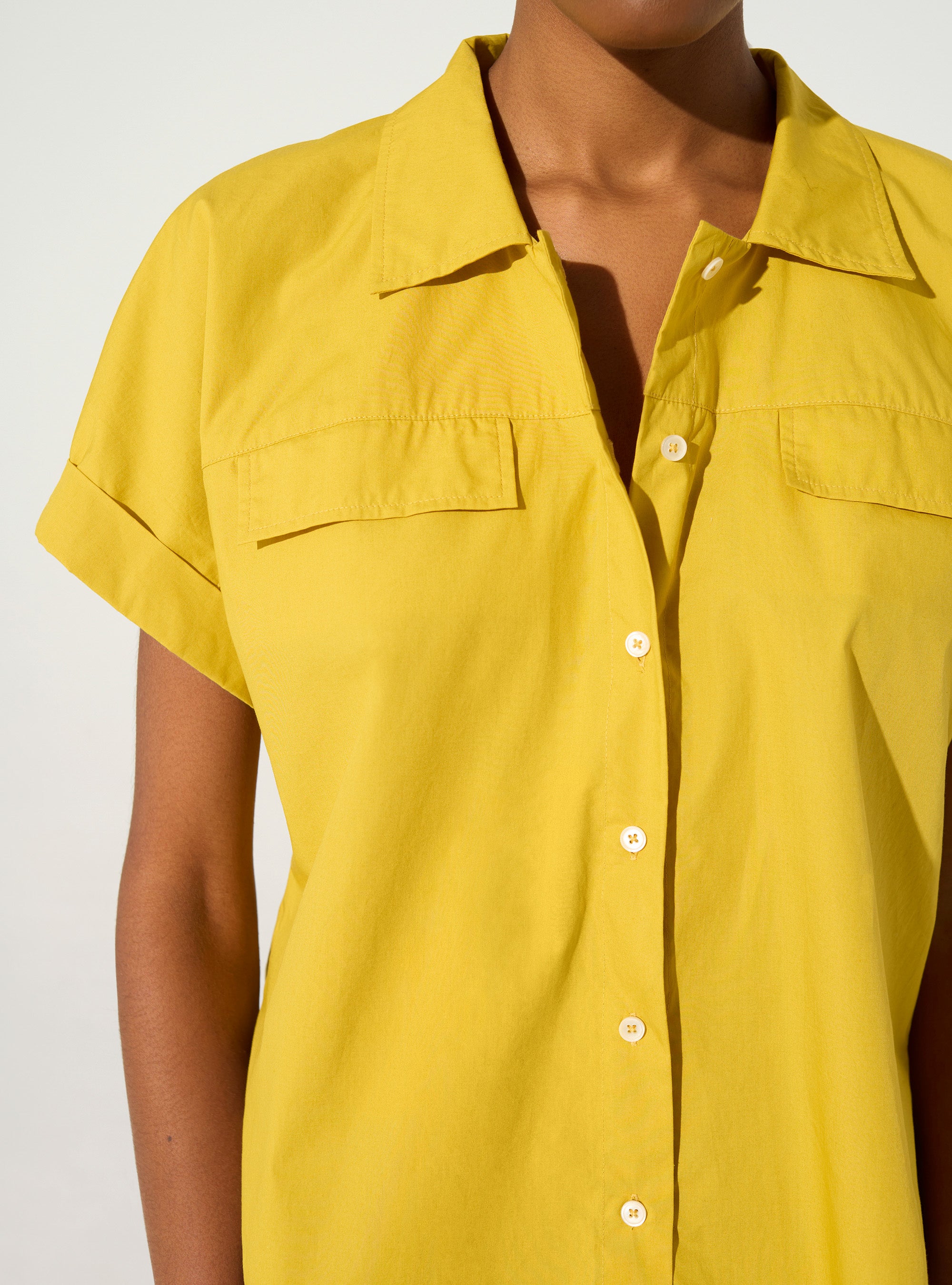 Yellow organic cotton oversized shirt